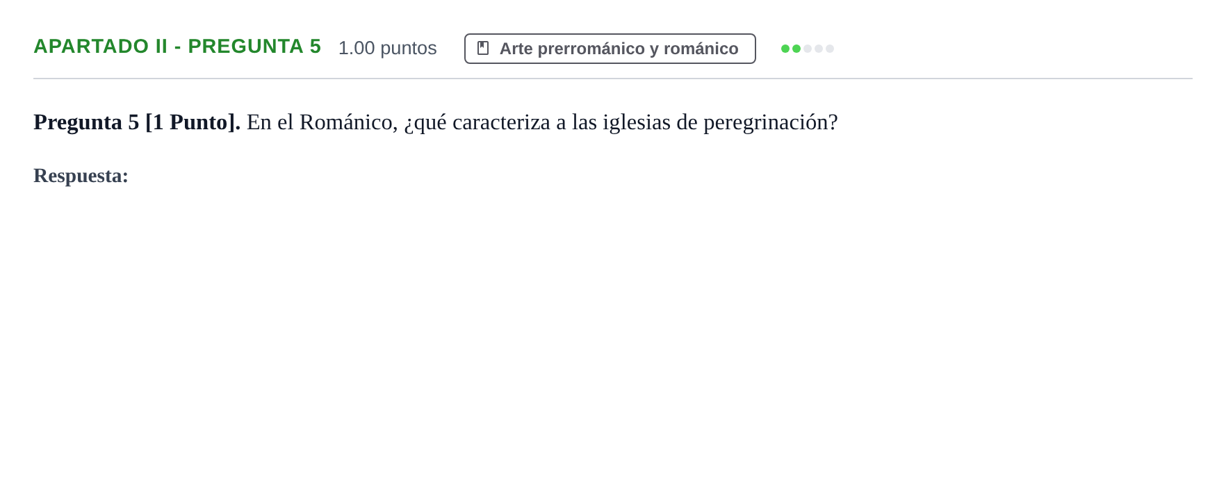 Enunciado: Apartado II - Pregunta 5 · Historia del Arte PAU Cantabria Extraordinaria 2026