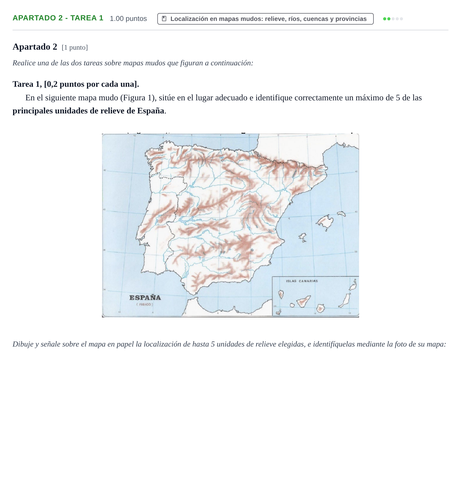 Enunciado: Apartado 2 - Tarea 1 · Geografía PAU Cantabria Ordinaria 2026