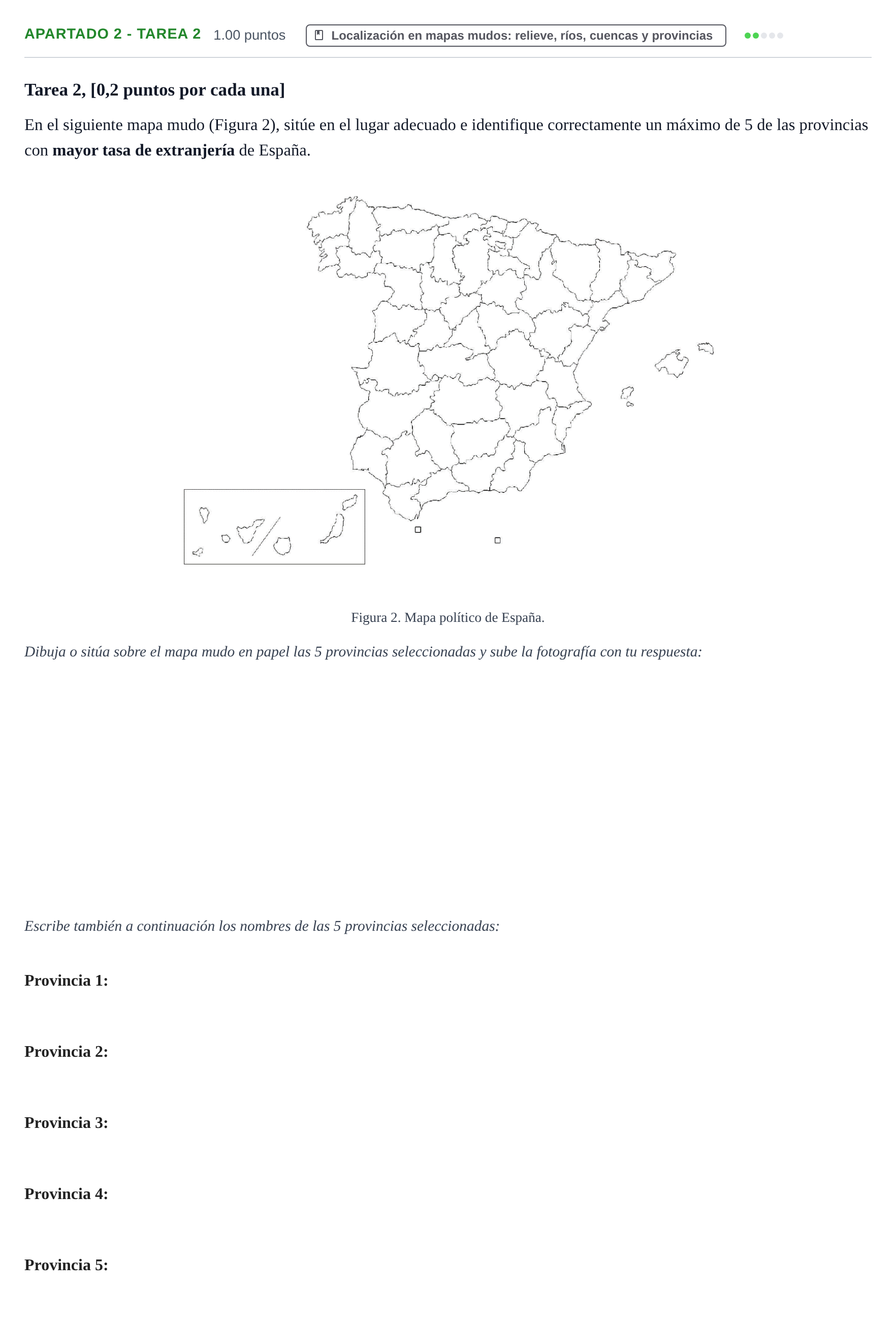 Enunciado: Apartado 2 - Tarea 2 · Geografía PAU Cantabria Extraordinaria 2026
