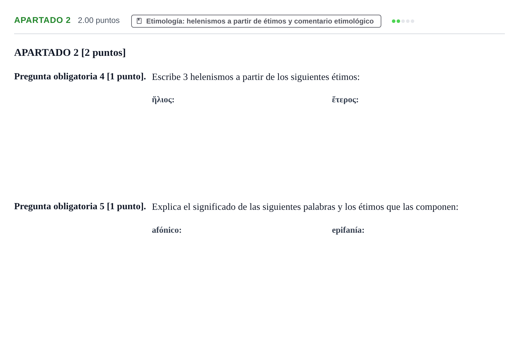 Enunciado: Apartado 2 · Griego II PAU Cantabria Ordinaria 2026