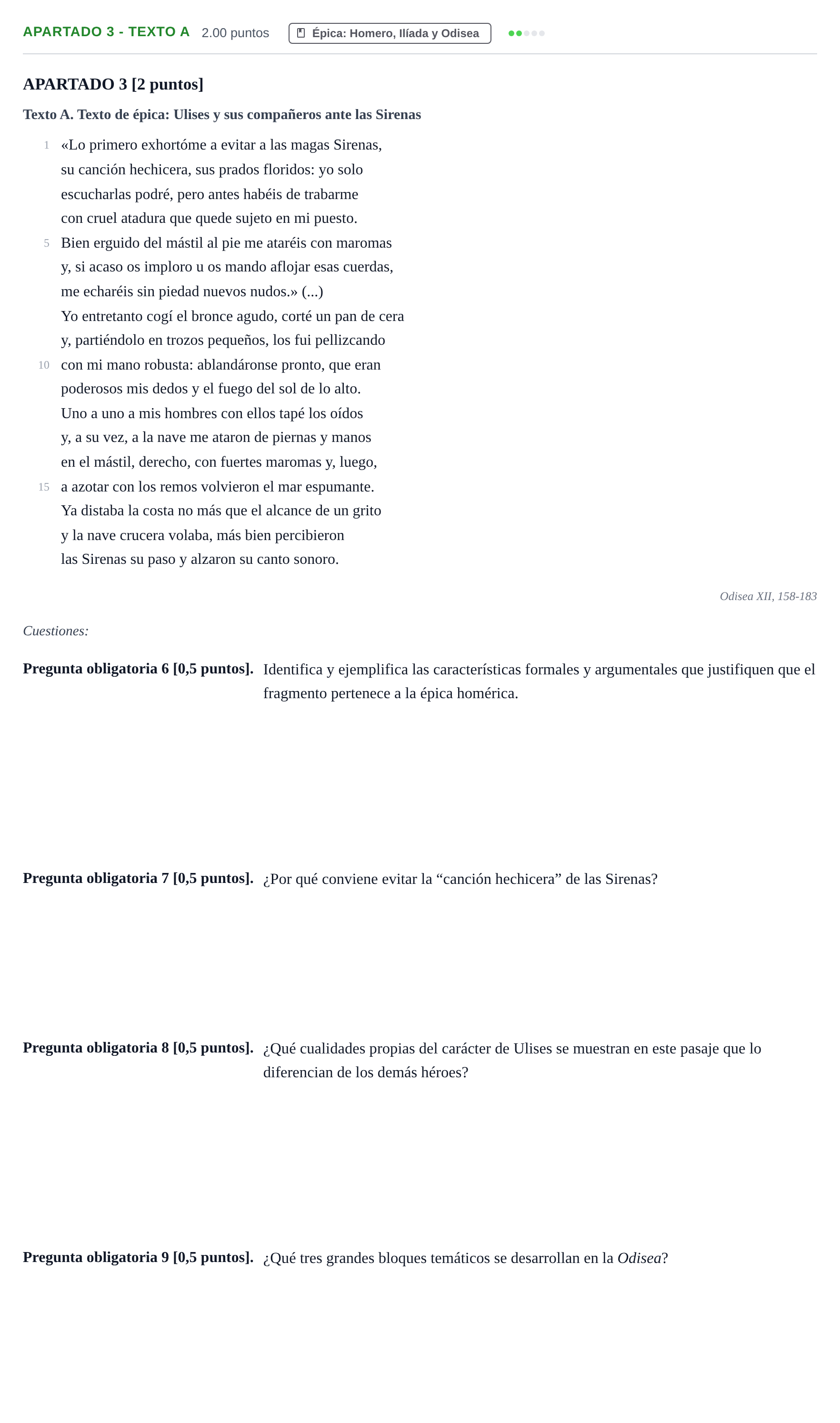 Enunciado: Apartado 3 - Texto A · Griego II PAU Cantabria Ordinaria 2026