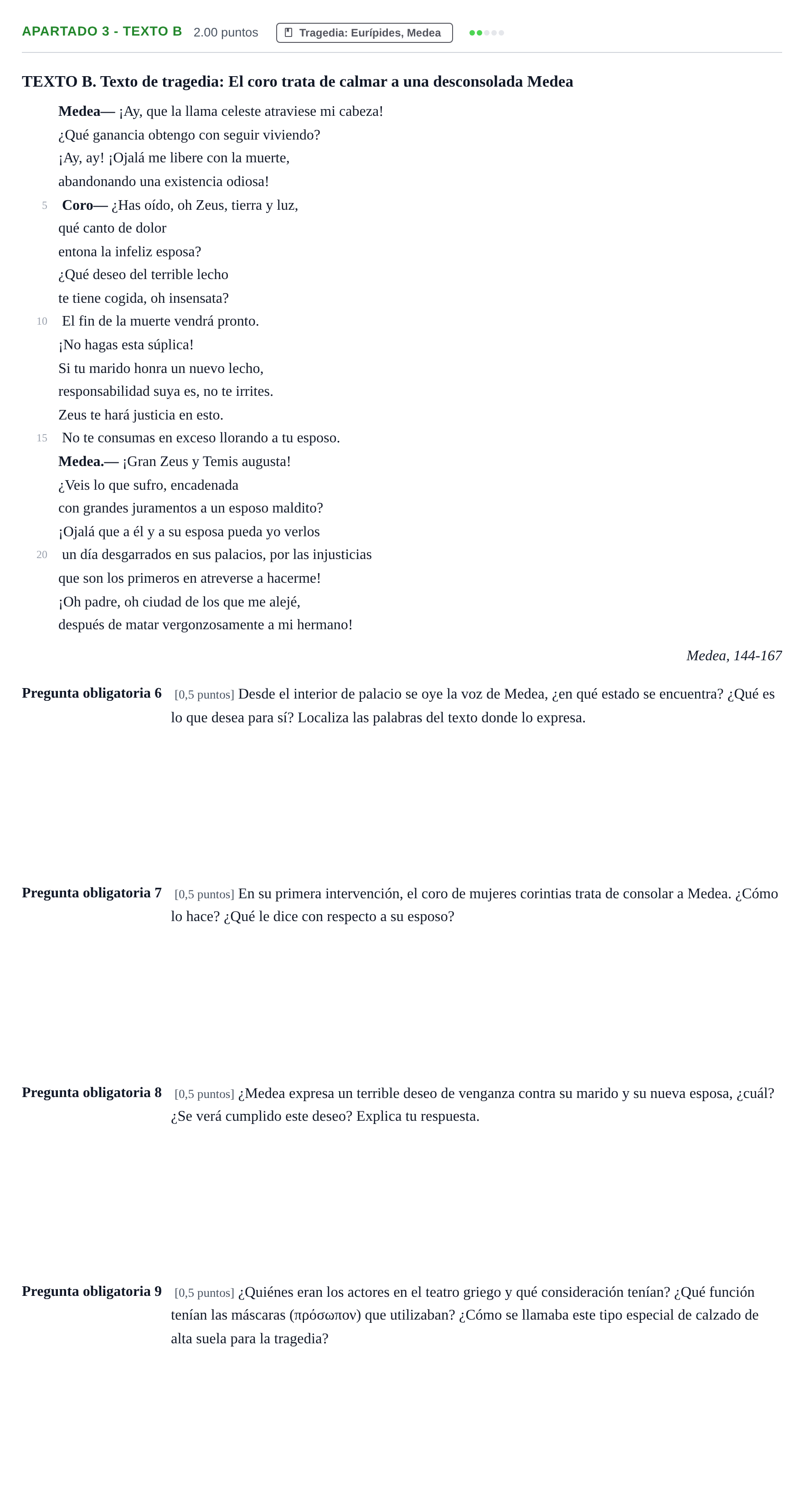 Enunciado: Apartado 3 - Texto B · Griego II PAU Cantabria Ordinaria 2026