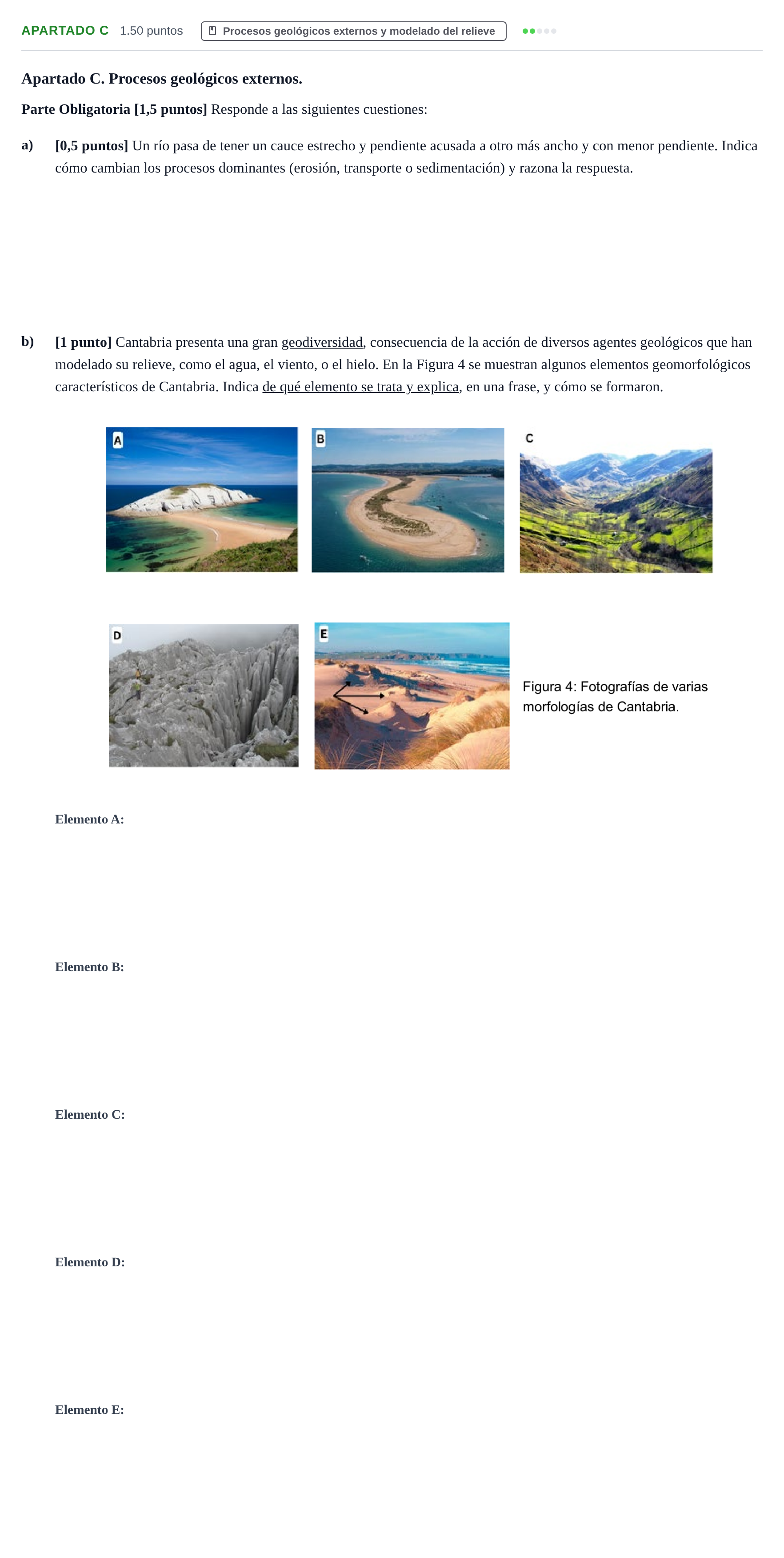 Enunciado: Apartado C · Geología y Ciencias Ambientales PAU Cantabria Extraordinaria 2026