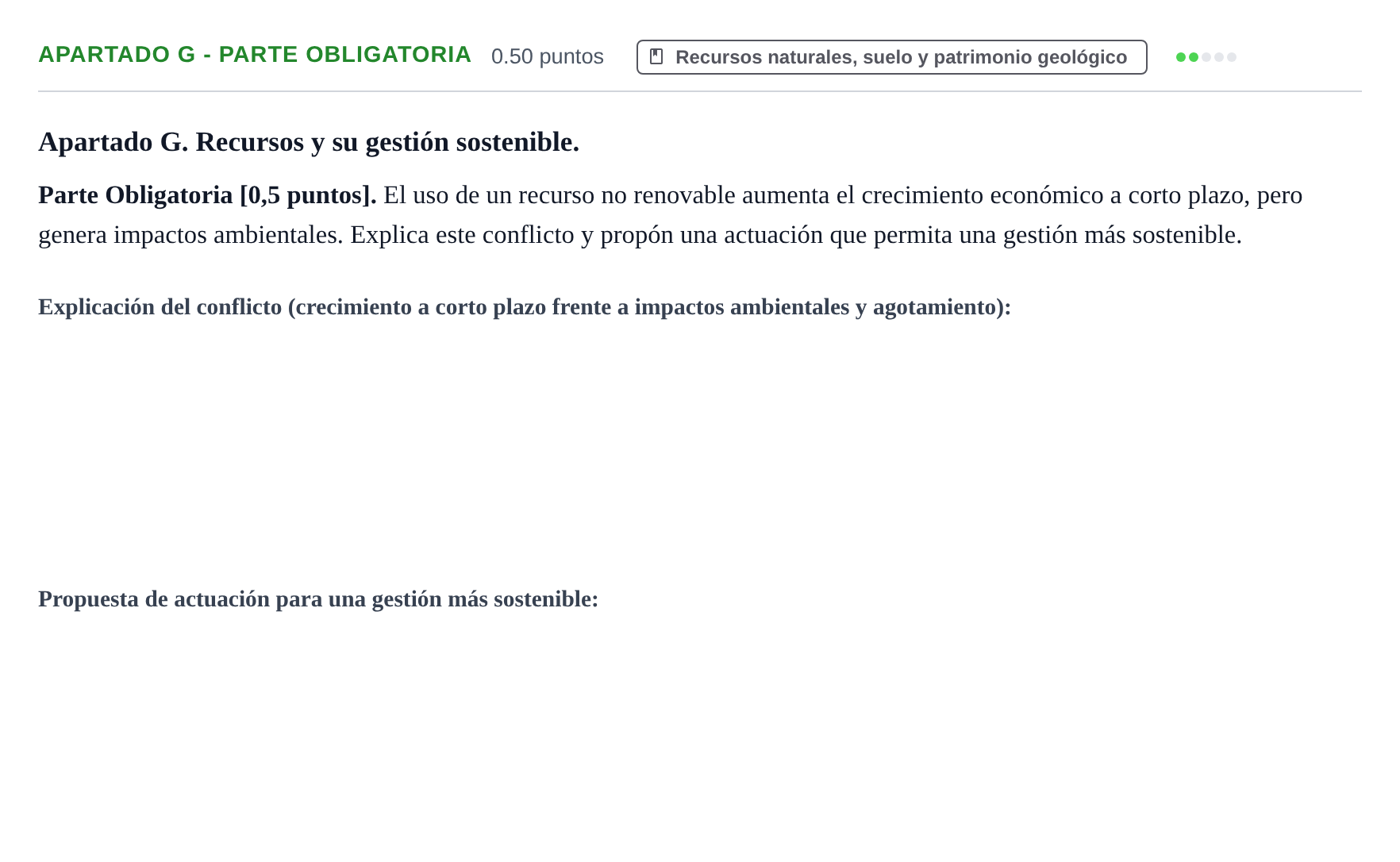 Enunciado: Apartado G - Parte Obligatoria · Geología y Ciencias Ambientales PAU Cantabria Extraordinaria 2026