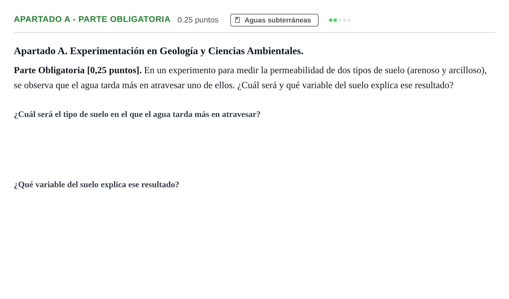 Enunciado: Apartado A - Parte Obligatoria · Geología y Ciencias Ambientales PAU Cantabria Ordinaria 2026