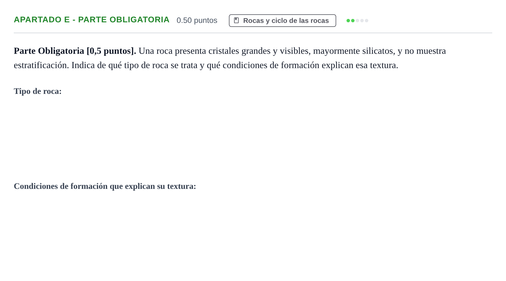 Enunciado: Apartado E - Parte Obligatoria · Geología y Ciencias Ambientales PAU Cantabria Ordinaria 2026