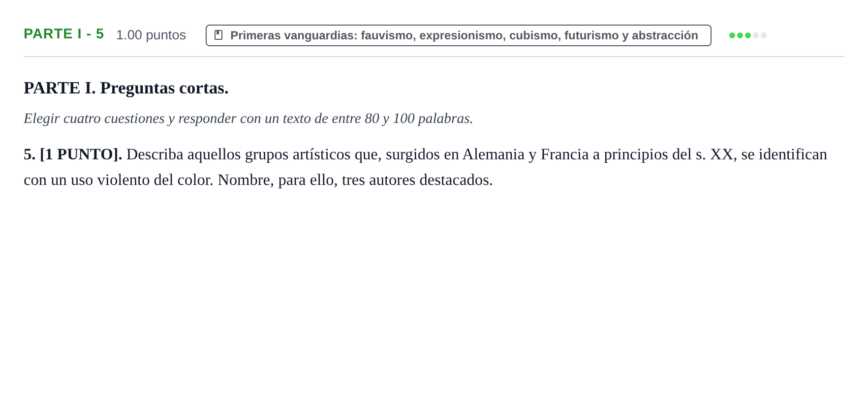 Enunciado: Ejercicio PARTE I - 5 · Fundamentos Artísticos PAU Cantabria Ordinaria 2026
