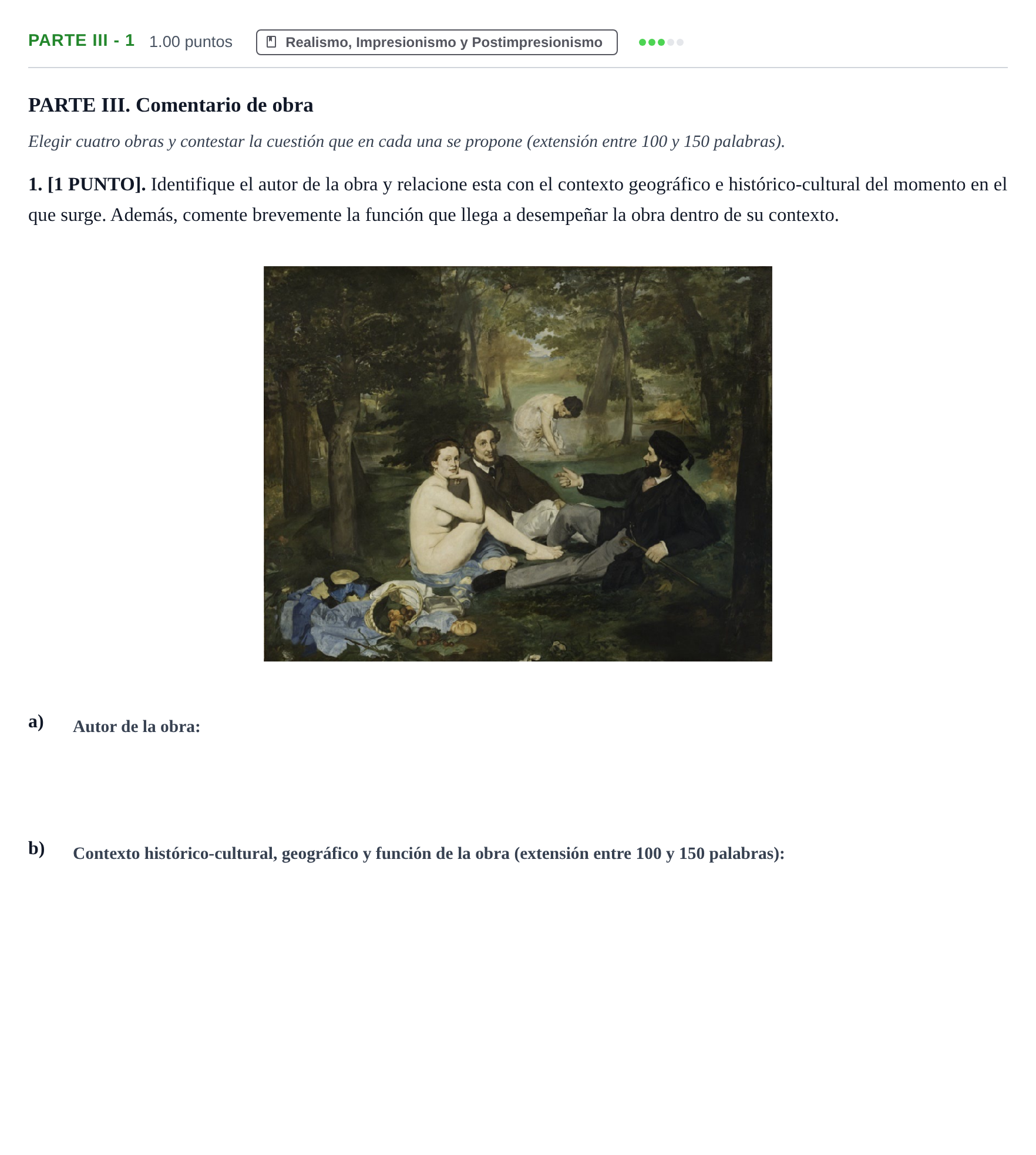 Enunciado: Ejercicio PARTE III - 1 · Fundamentos Artísticos PAU Cantabria Ordinaria 2026