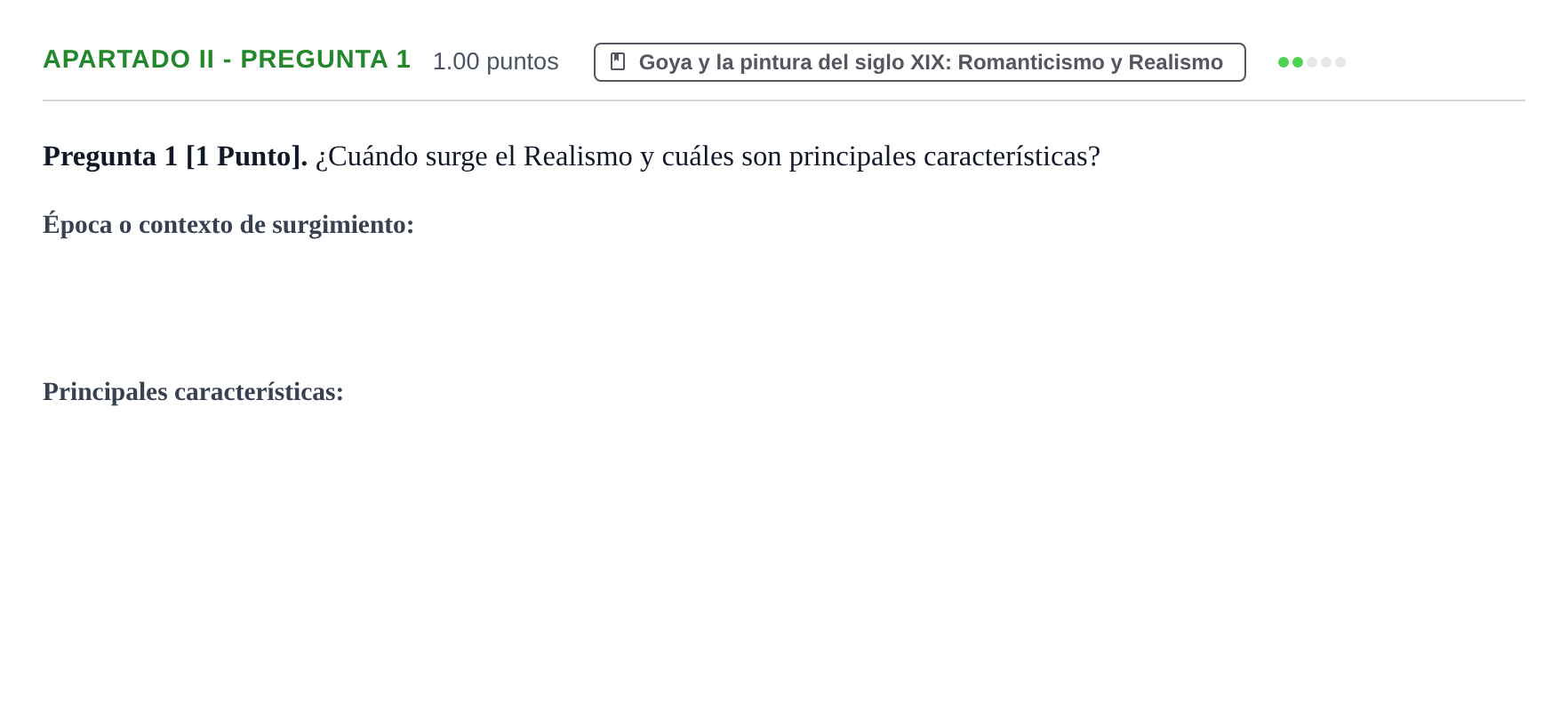 Enunciado: Apartado II - Pregunta 1 · Historia del Arte PAU Cantabria Ordinaria 2026