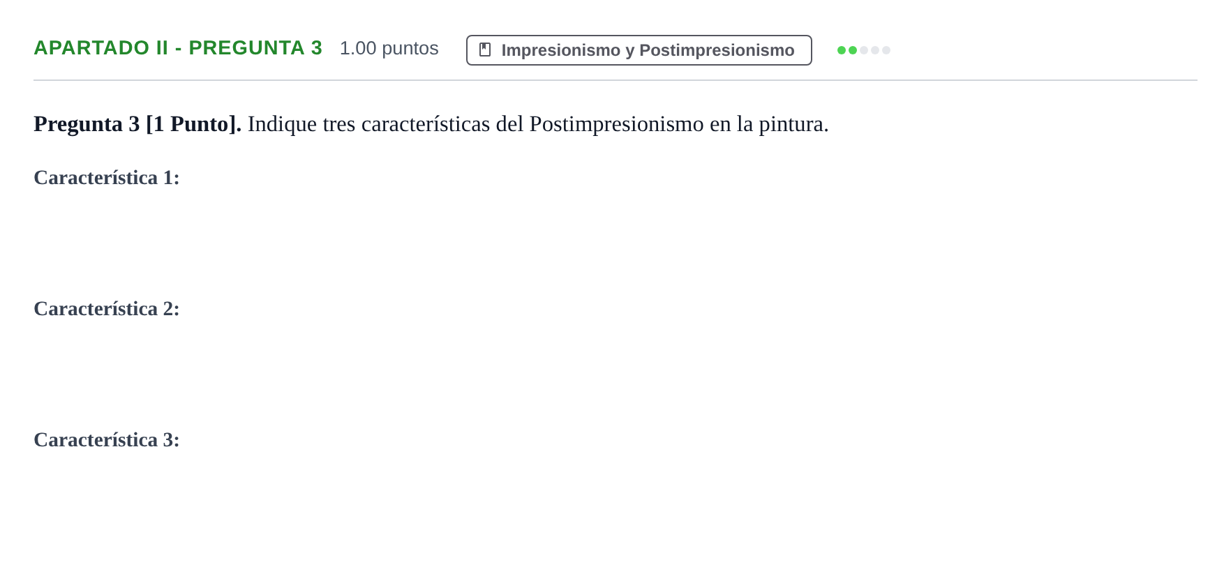 Enunciado: Apartado II - Pregunta 3 · Historia del Arte PAU Cantabria Ordinaria 2026