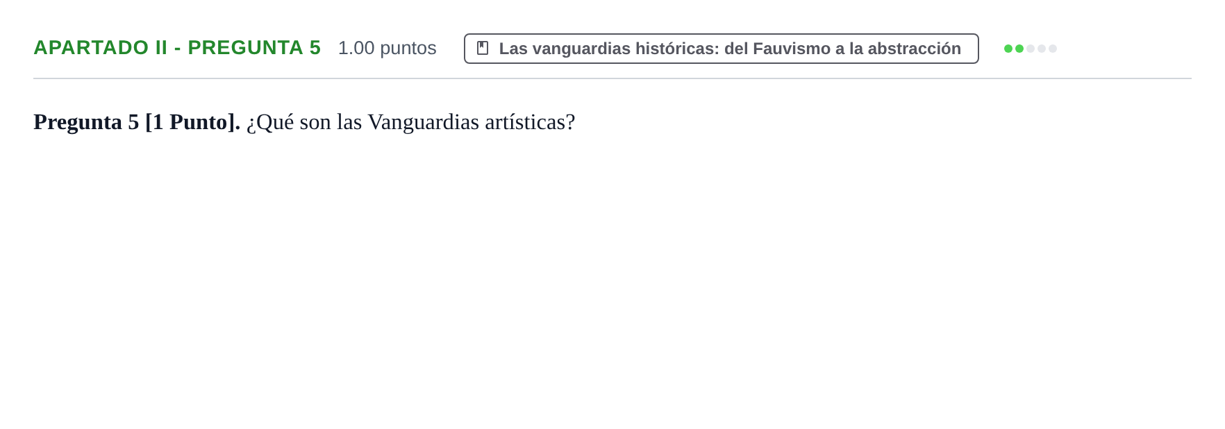 Enunciado: Apartado II - Pregunta 5 · Historia del Arte PAU Cantabria Ordinaria 2026
