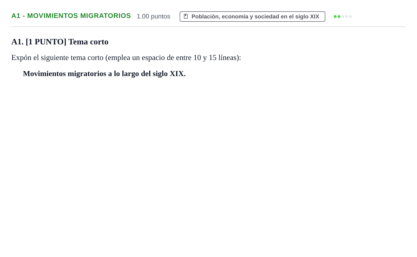 Enunciado: Ejercicio A1 - Movimientos migratorios · Historia de España PAU Cantabria Extraordinaria 2026