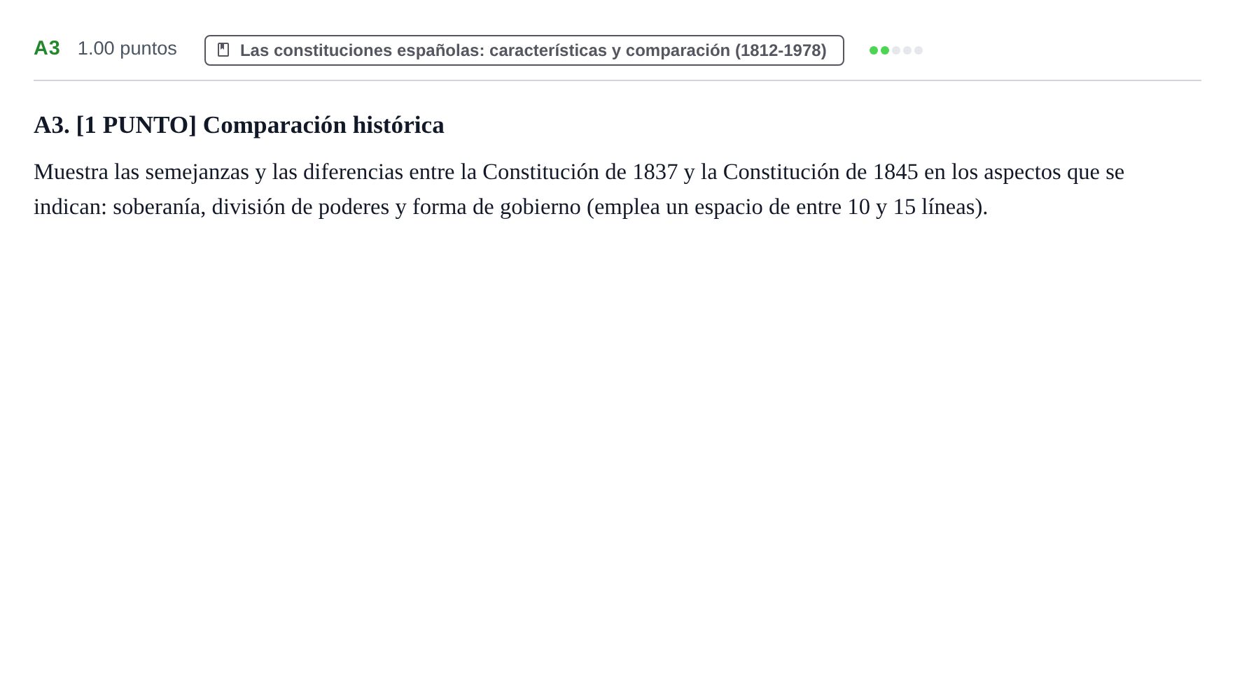 Enunciado: Ejercicio A3 · Historia de España PAU Cantabria Extraordinaria 2026