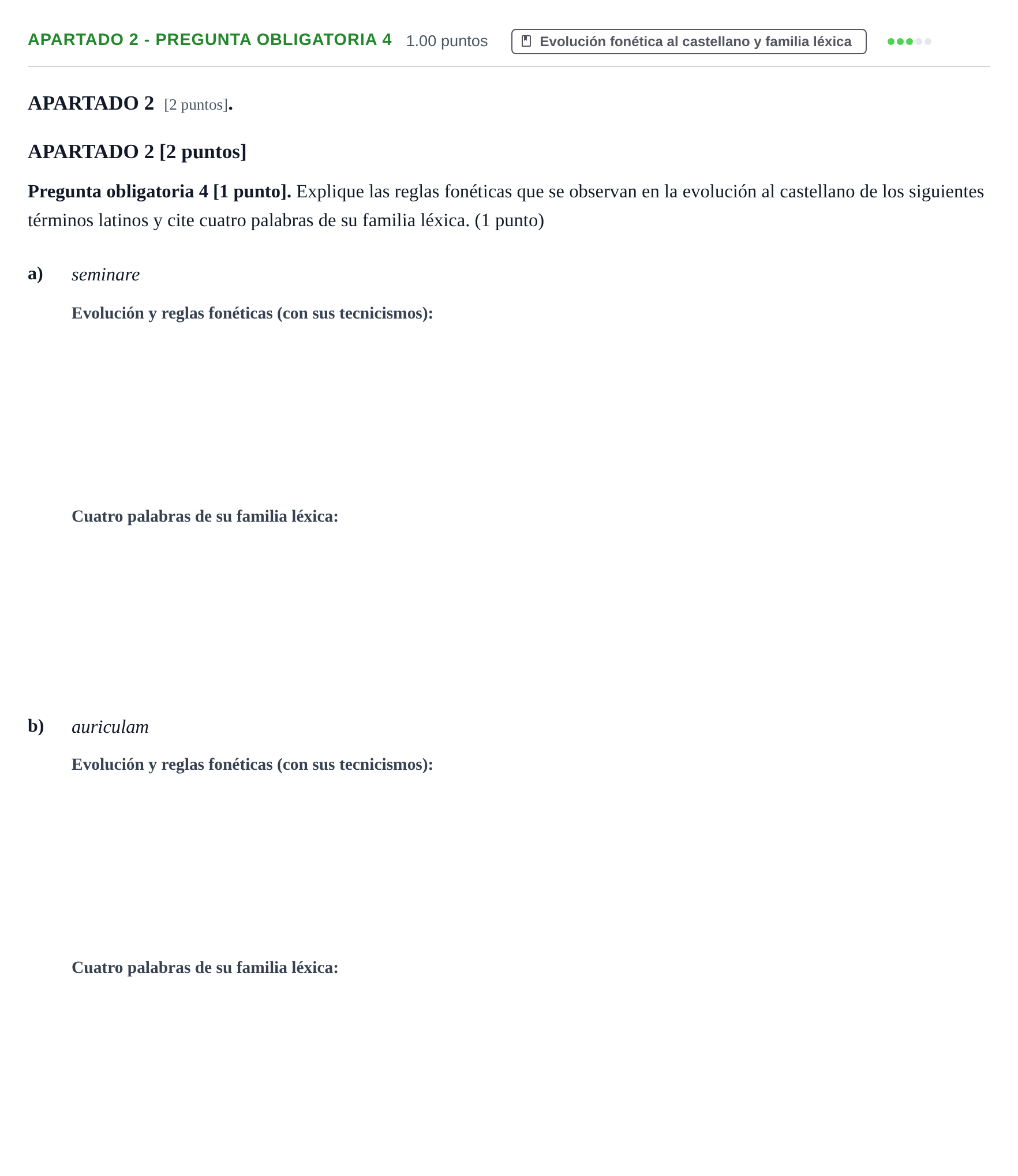 Enunciado: Apartado 2 - Pregunta obligatoria 4 · Latín II PAU Cantabria Extraordinaria 2026