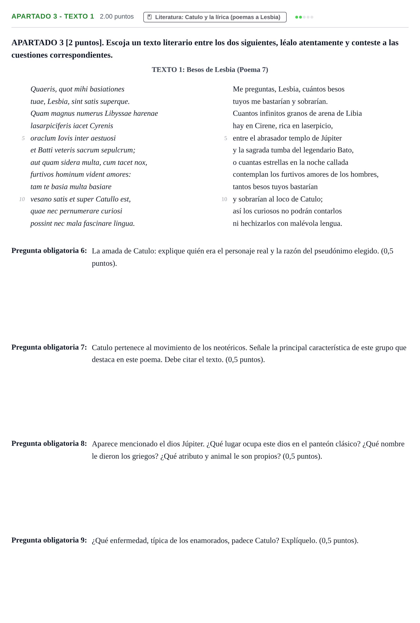 Enunciado: Apartado 3 - Texto 1 · Latín II PAU Cantabria Extraordinaria 2026