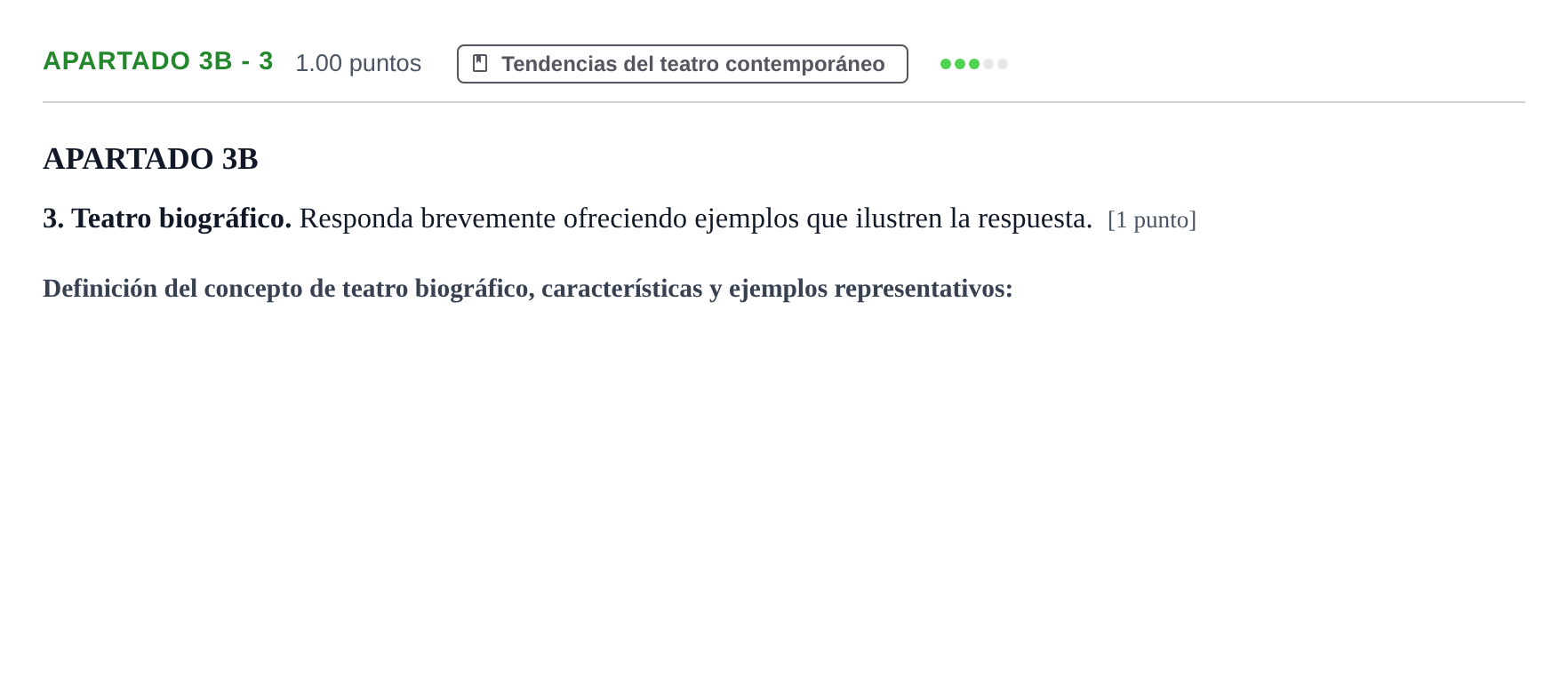 Enunciado: Apartado 3B - 3 · Literatura Dramática PAU Cantabria Ordinaria 2026