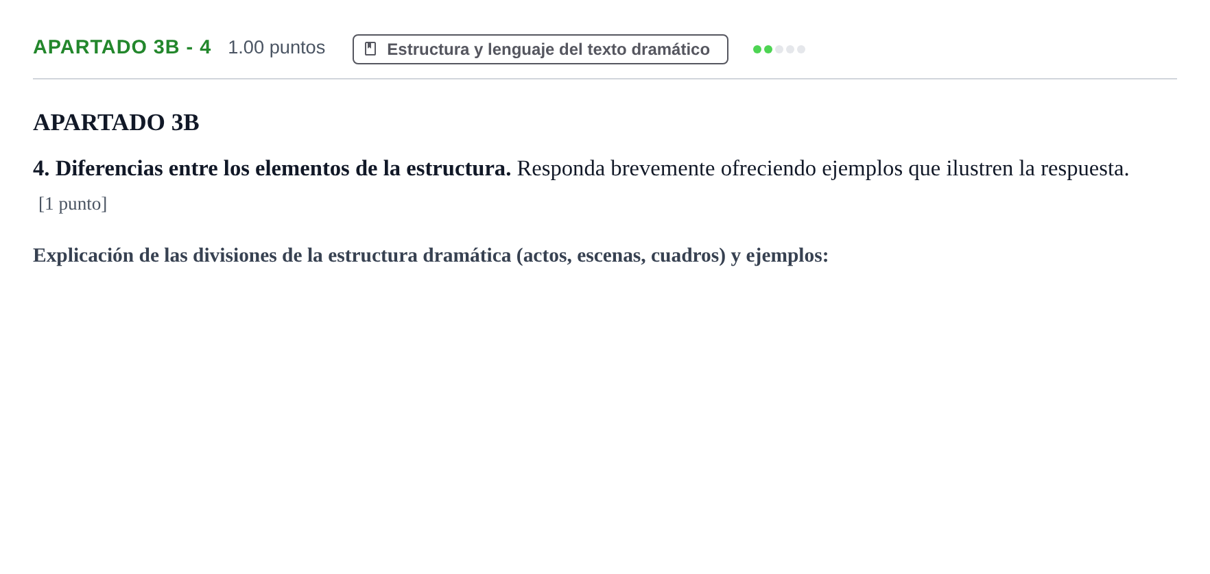 Enunciado: Apartado 3B - 4 · Literatura Dramática PAU Cantabria Ordinaria 2026