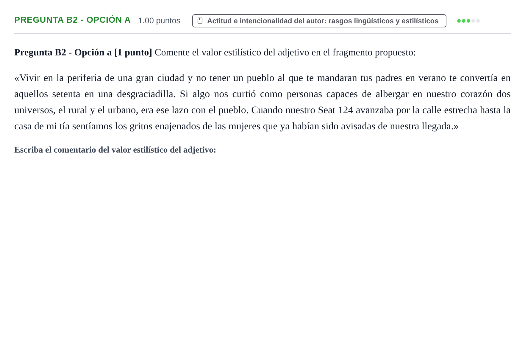 Enunciado: Pregunta B2 - Opción a · Lengua Castellana y Literatura II PAU Cantabria Ordinaria 2026