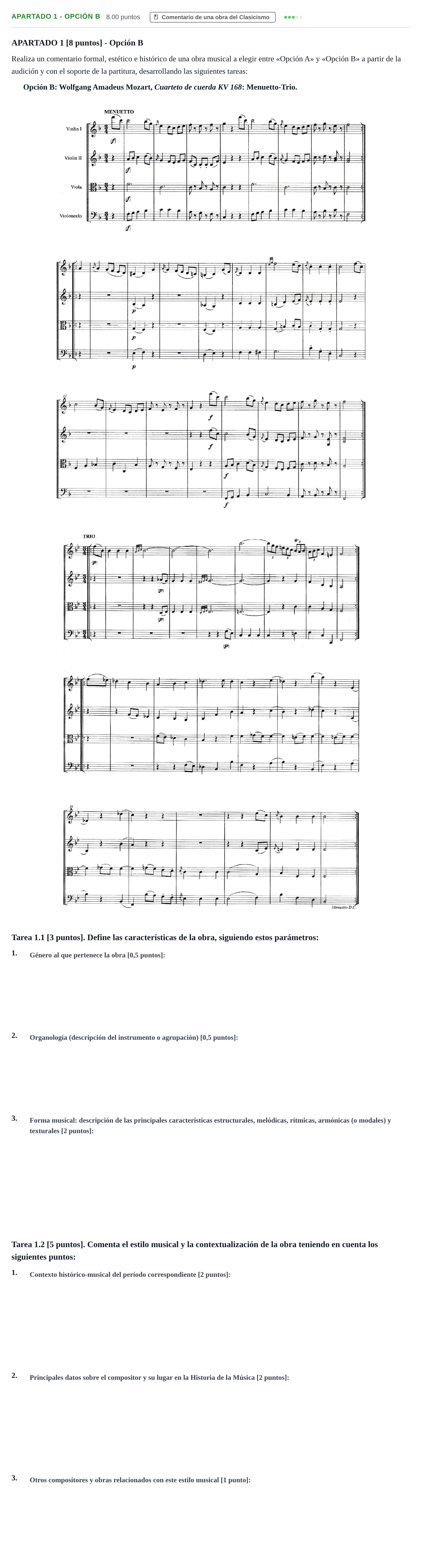 Enunciado: Apartado 1 - Opción B · Historia de la Música y de la Danza PAU Cantabria Ordinaria 2026