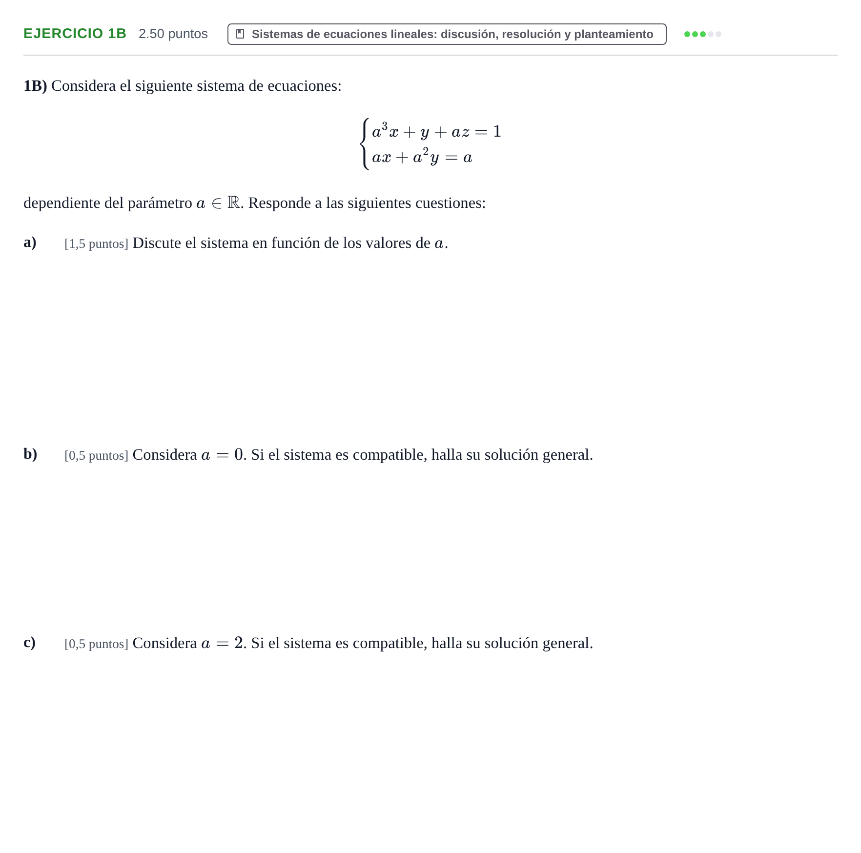 Enunciado: Ejercicio 1B · Matemáticas II PAU Cantabria Extraordinaria 2026