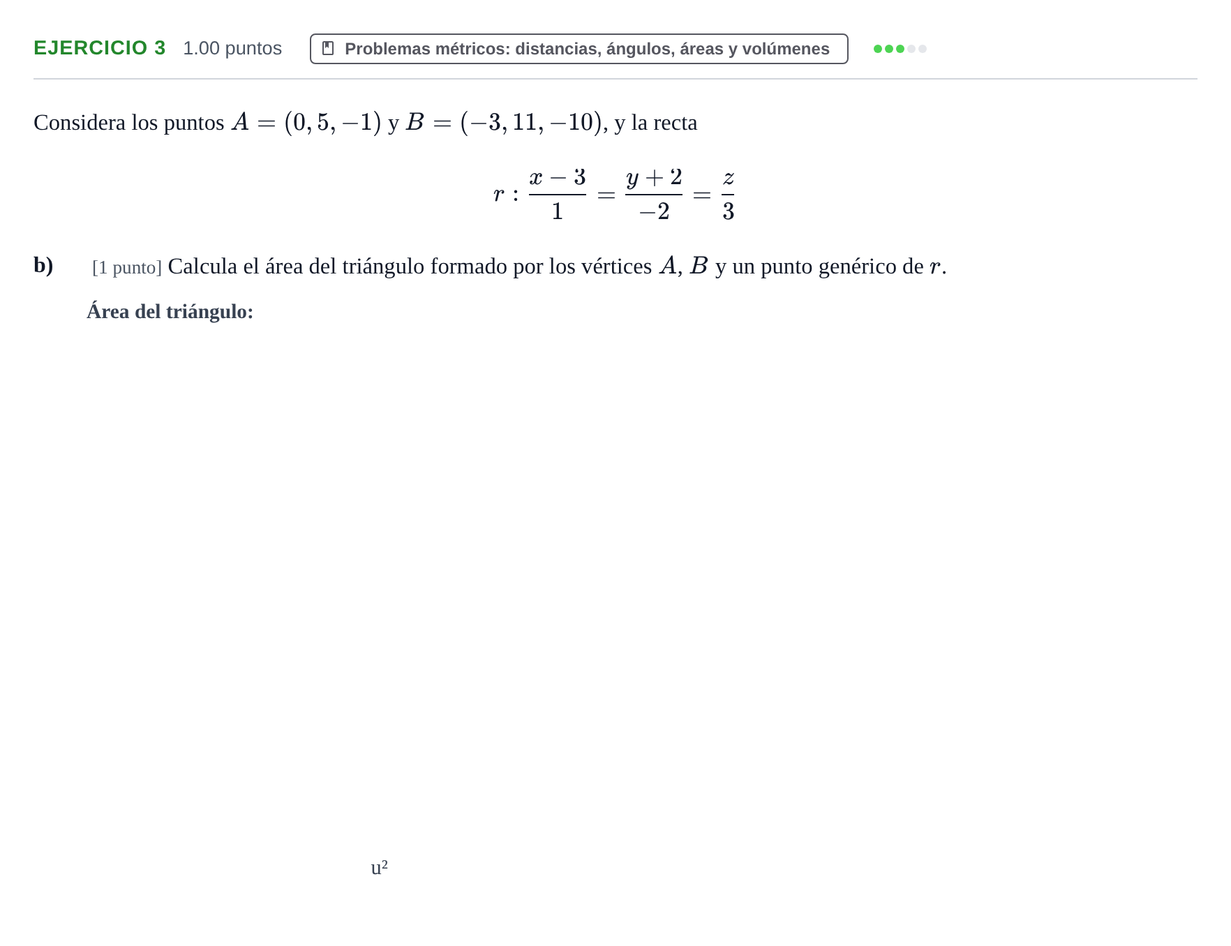 Enunciado: Ejercicio 3 - Problemas métricos · Matemáticas II PAU Cantabria Extraordinaria 2026
