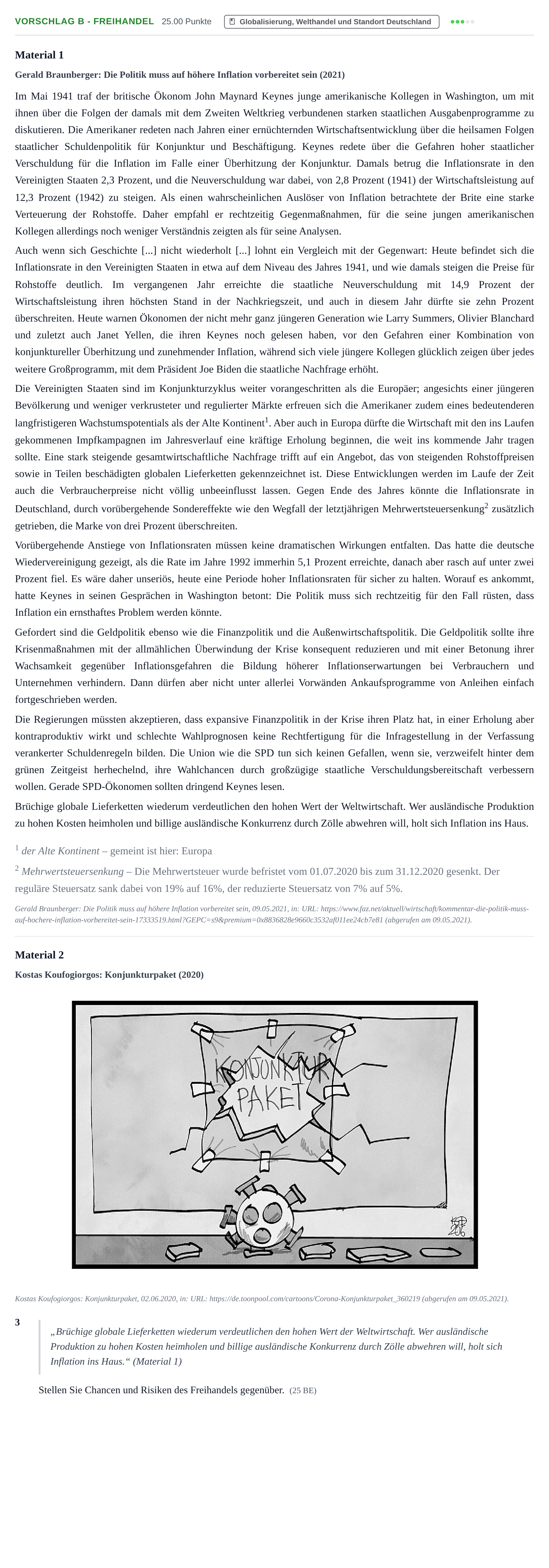 Aufgabenstellung: Aufgabe Vorschlag B - Freihandel · Abitur Hessen Politik und Wirtschaft GK 2022