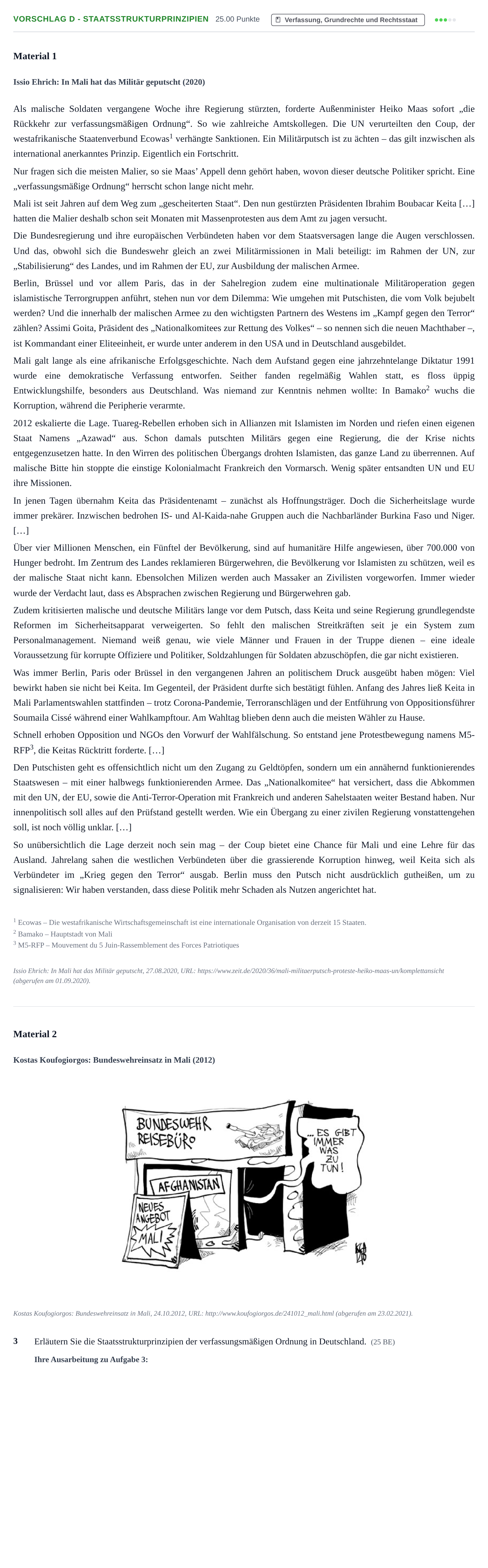 Aufgabenstellung: Aufgabe Vorschlag D - Staatsstrukturprinzipien · Abitur Hessen Politik und Wirtschaft GK 2022