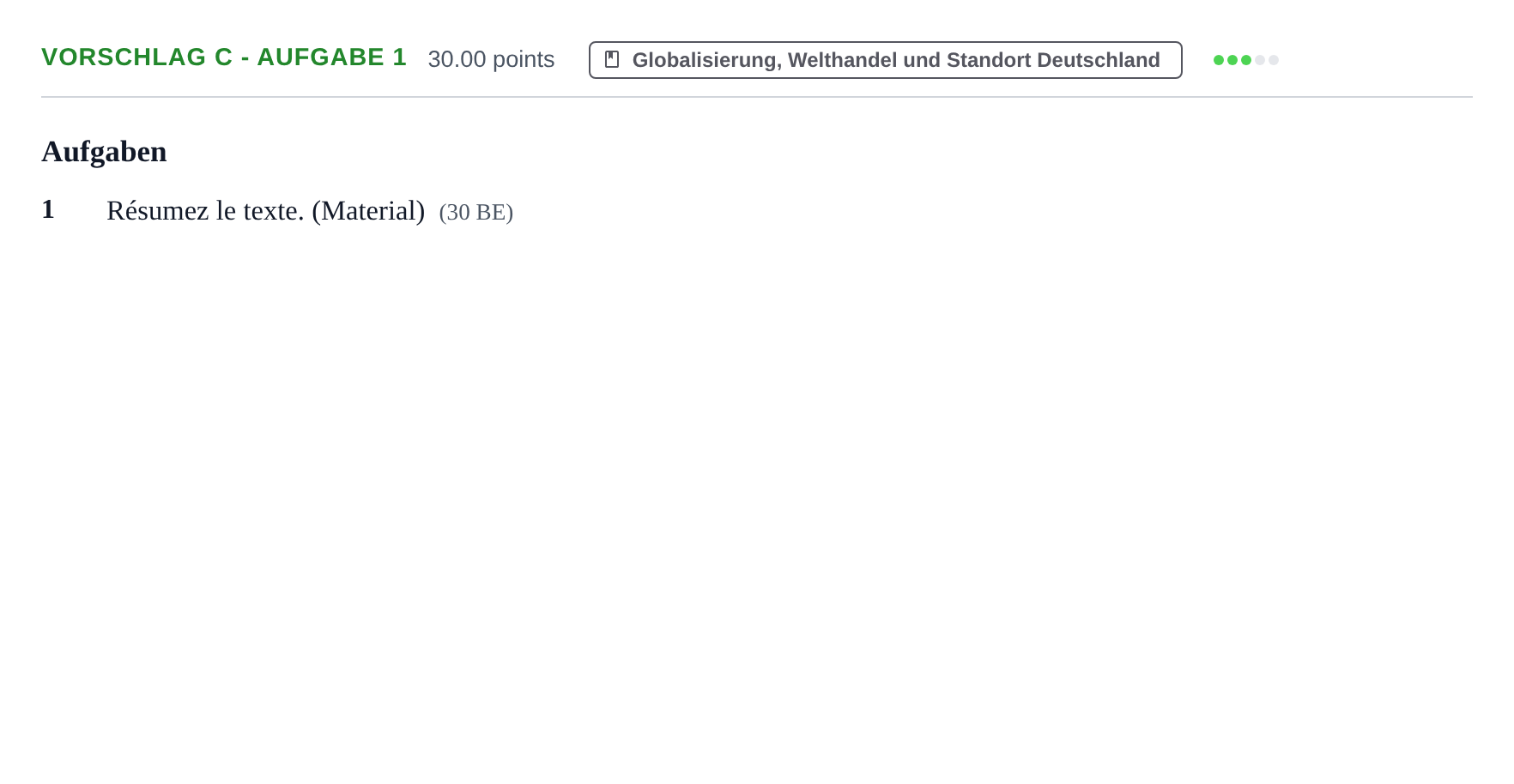 Aufgabenstellung: Aufgabe Vorschlag C - Aufgabe 1 · Abitur Hessen Politik und Wirtschaft GK · bilingual Französisch 2022