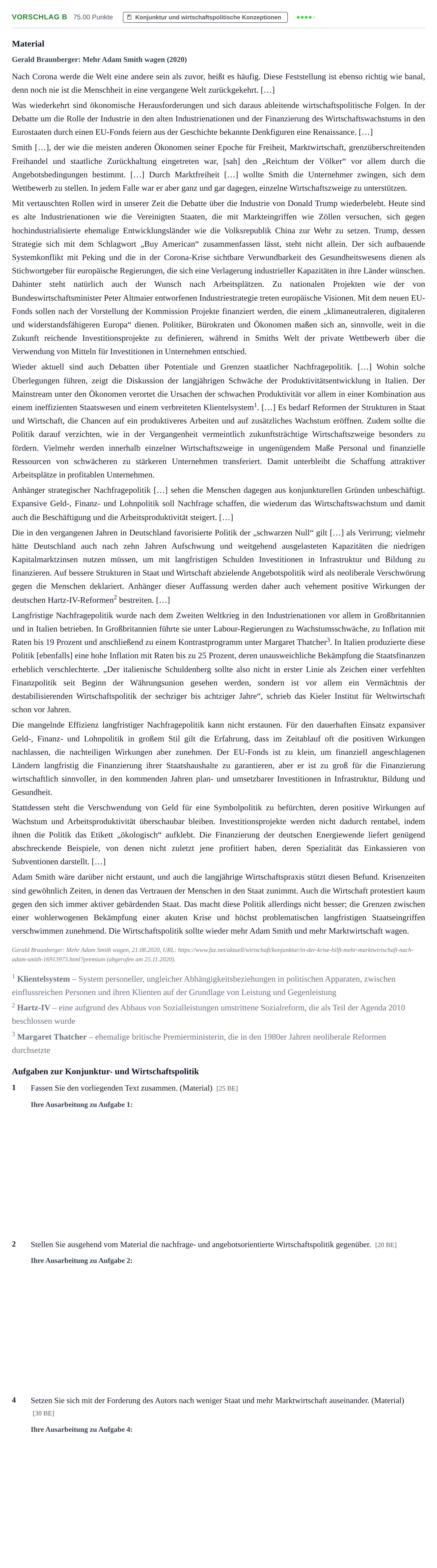 Aufgabenstellung: Aufgabe Vorschlag B - Konjunktur und wirtschaftspolitisch… · Abitur Hessen Politik und Wirtschaft LK 2022
