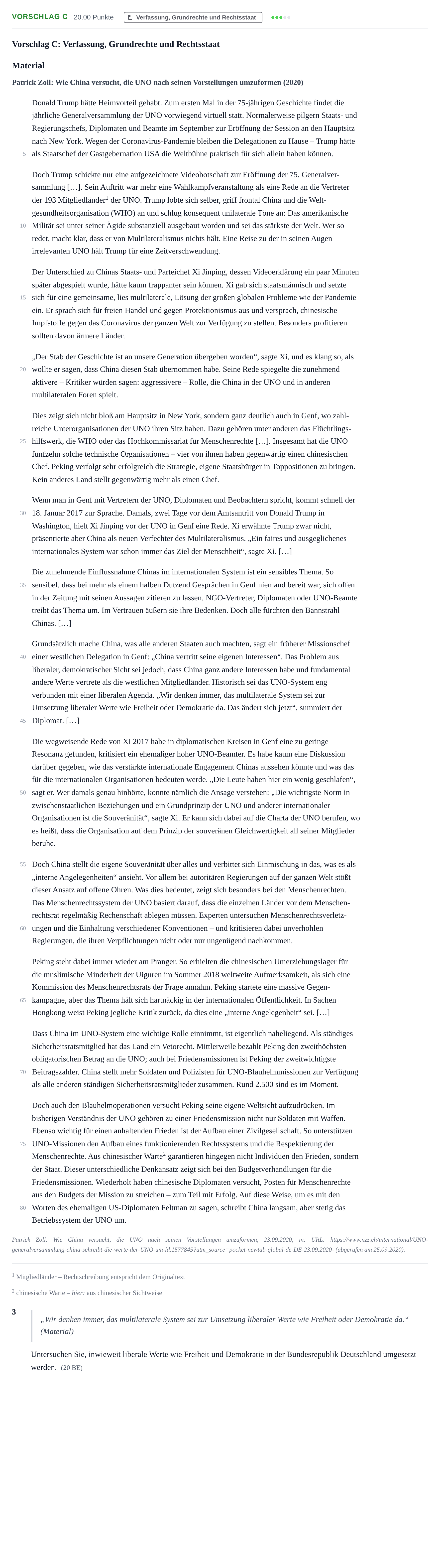 Aufgabenstellung: Aufgabe Vorschlag C - Verfassung, Grundrechte und Rechtss… · Abitur Hessen Politik und Wirtschaft LK 2022