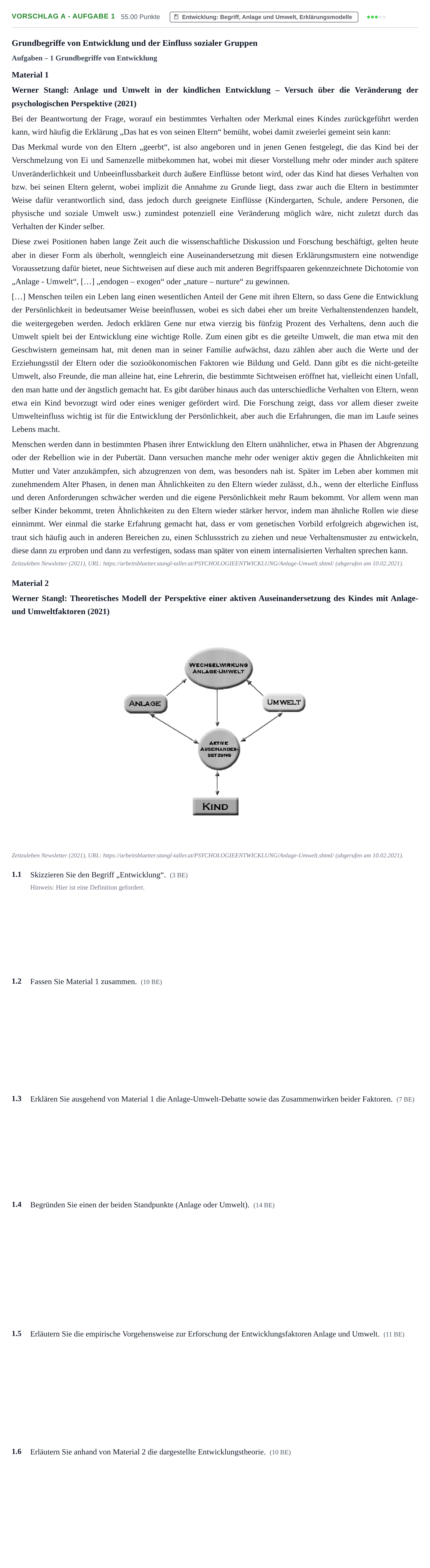 Aufgabenstellung: Aufgabe Vorschlag A - Aufgabe 1 · Abitur Hessen Psychologie GK 2022