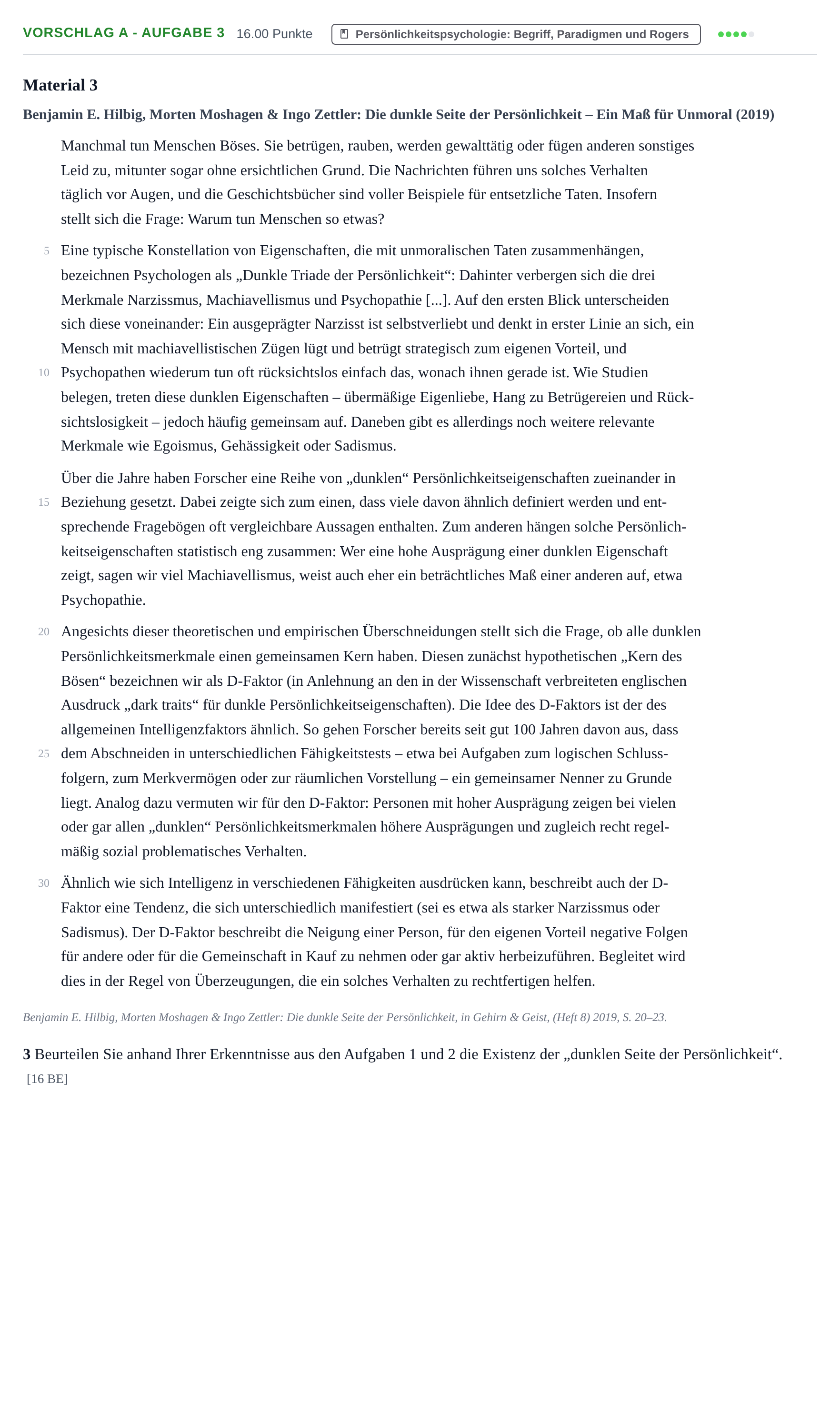 Aufgabenstellung: Aufgabe Vorschlag A - Aufgabe 3 · Abitur Hessen Psychologie GK 2022