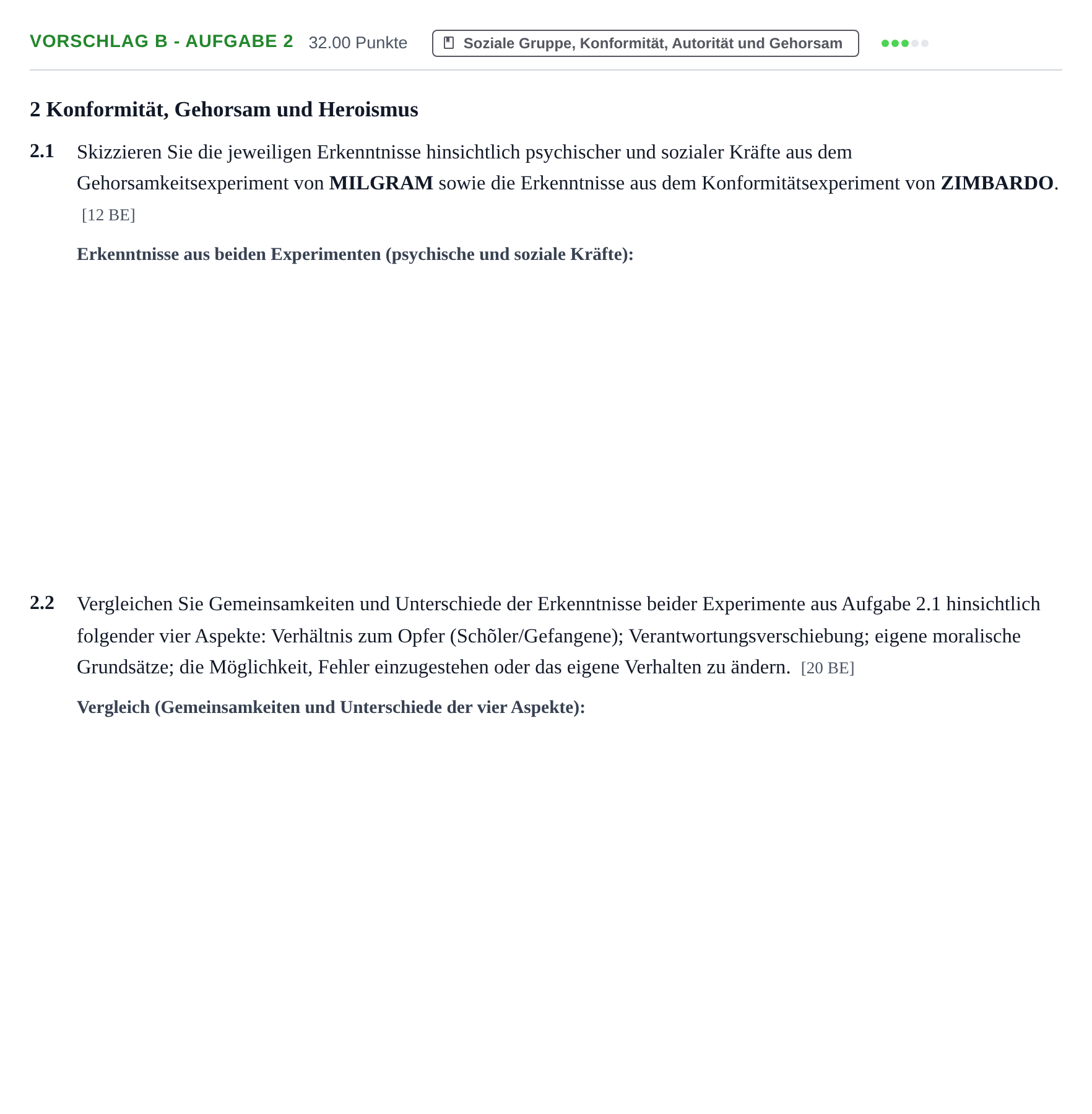 Aufgabenstellung: Aufgabe Vorschlag B - Aufgabe 2 · Abitur Hessen Psychologie GK 2022
