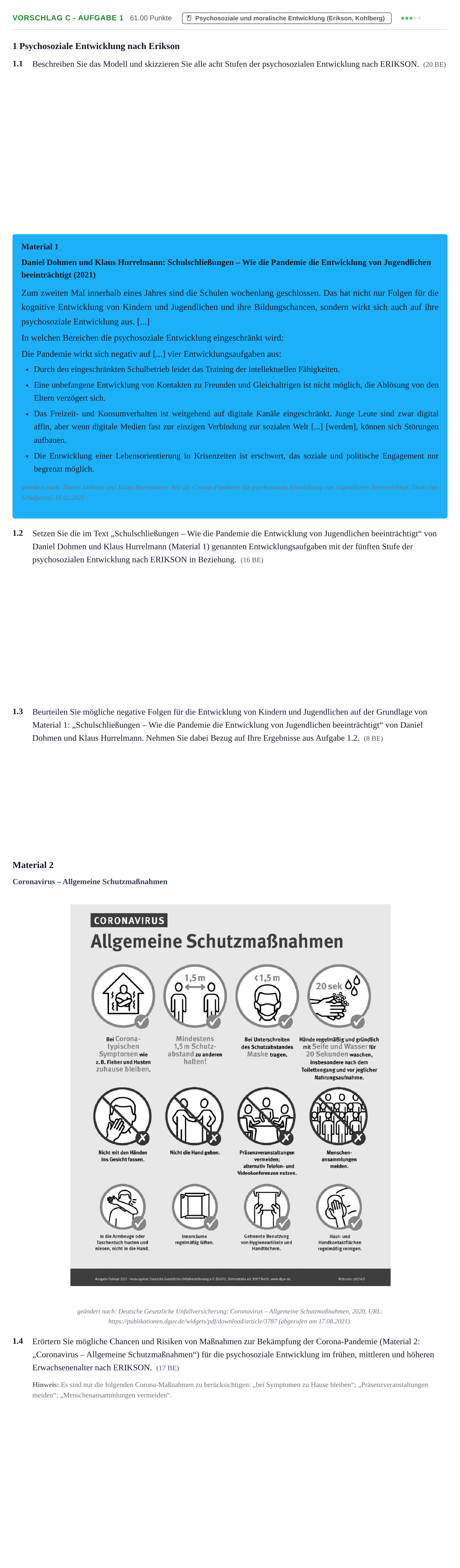 Aufgabenstellung: Aufgabe Vorschlag C - Aufgabe 1 · Abitur Hessen Psychologie GK 2022