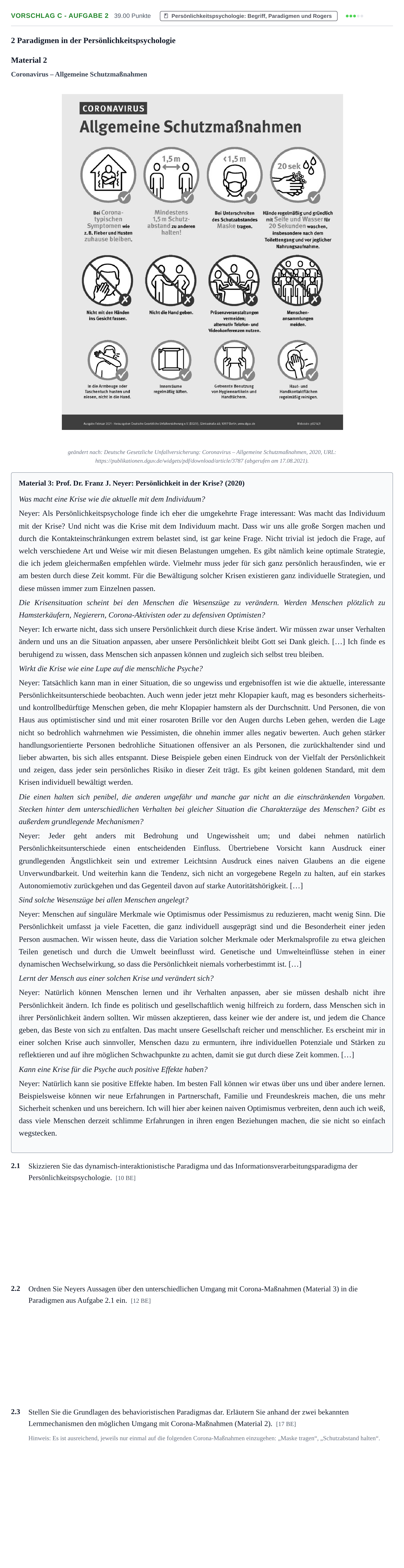 Aufgabenstellung: Aufgabe Vorschlag C - Aufgabe 2 · Abitur Hessen Psychologie GK 2022