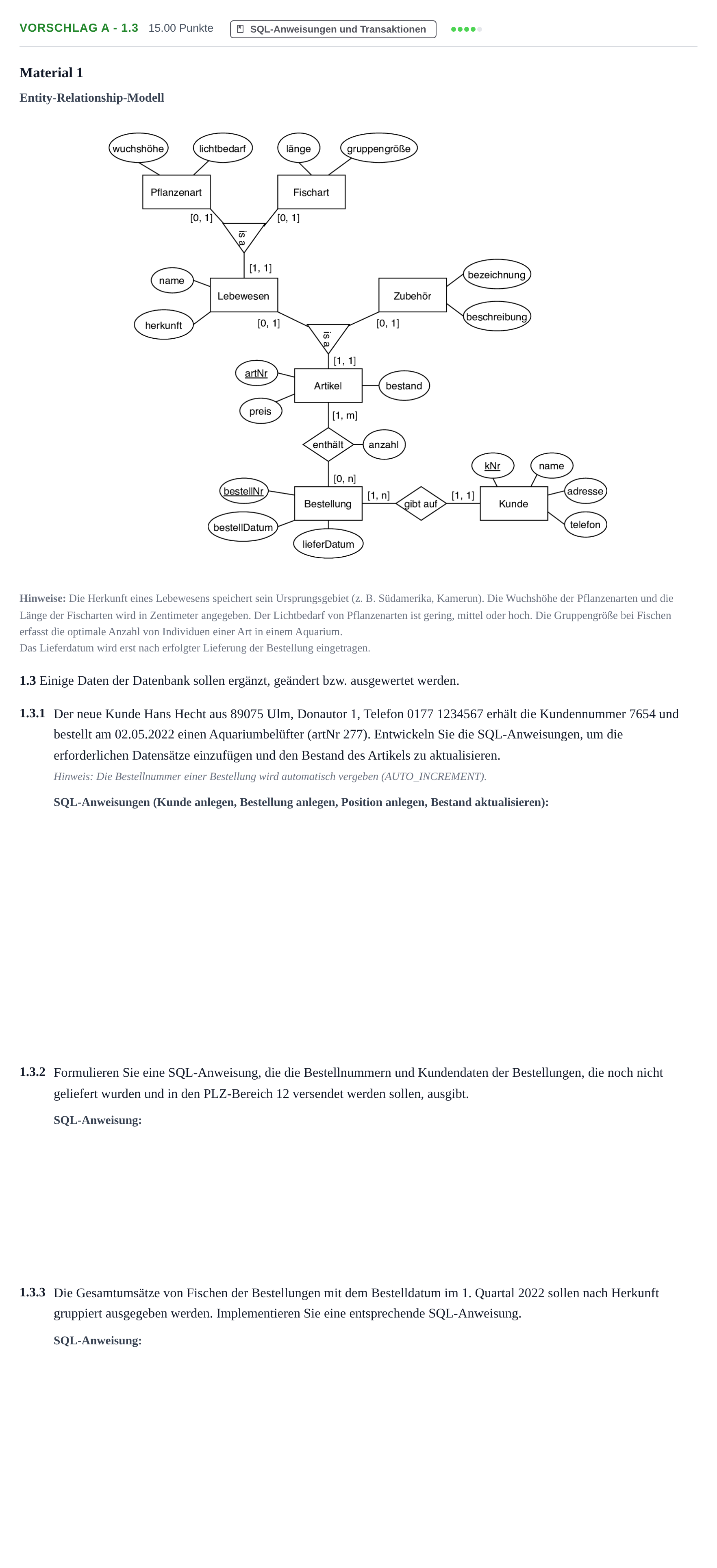 Aufgabenstellung: Aufgabe Vorschlag A - 1.3 · Abitur Hessen Praktische Informatik LK 2022