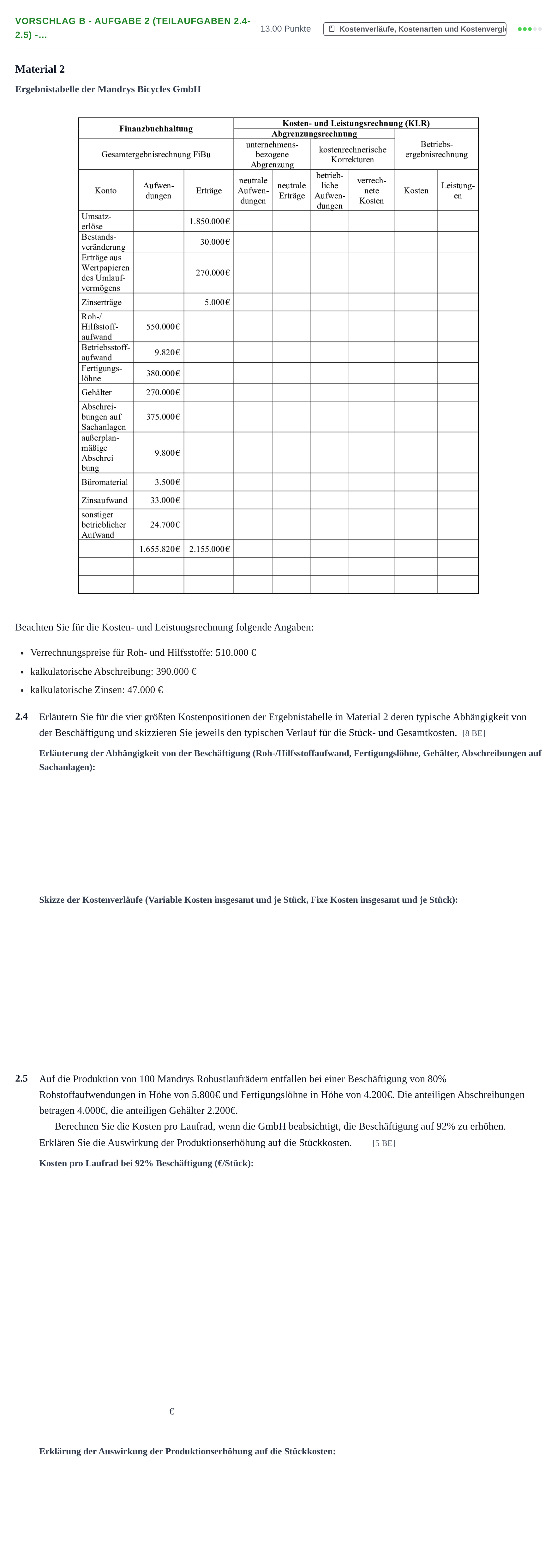 Aufgabenstellung: Aufgabe Vorschlag B - Aufgabe 2 (Teilaufgaben 2.4-2.5) -… · Abitur Hessen Rechnungswesen GK 2022