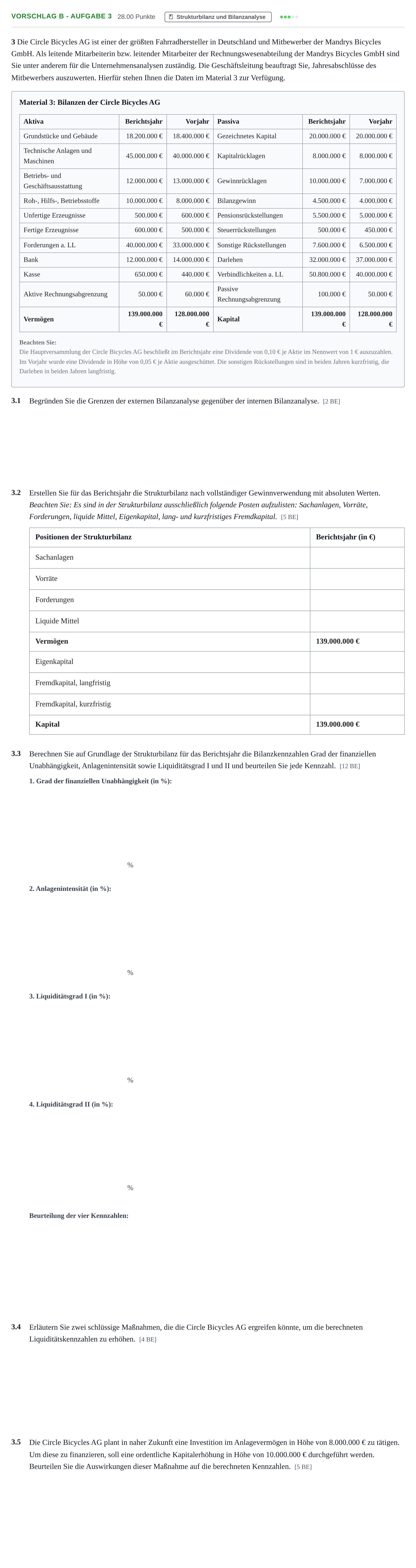 Aufgabenstellung: Aufgabe Vorschlag B - Aufgabe 3 · Abitur Hessen Rechnungswesen GK 2022
