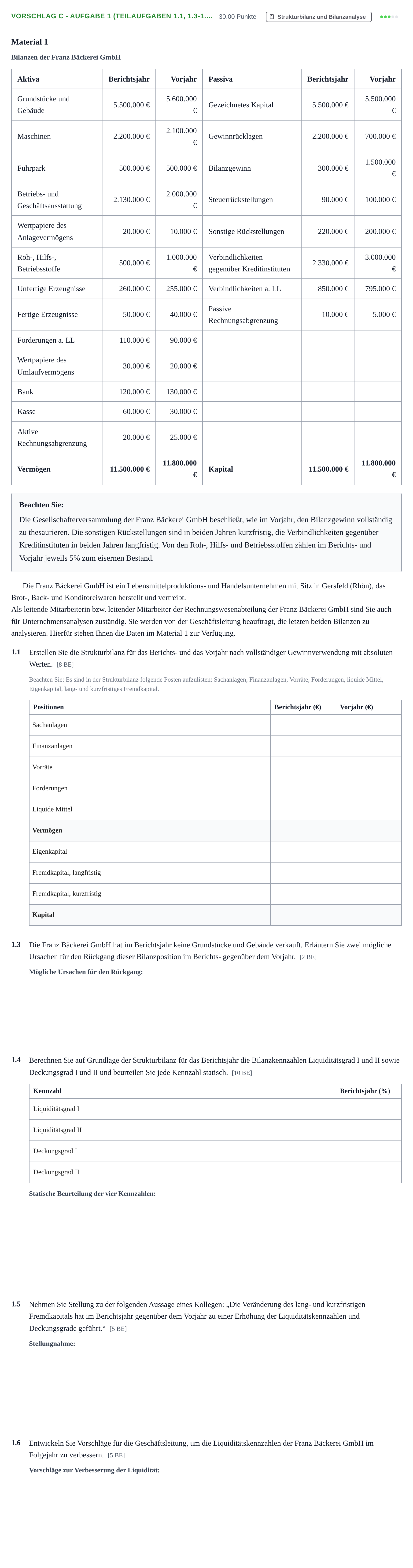 Aufgabenstellung: Aufgabe Vorschlag C - Aufgabe 1 (Teilaufgaben 1.1, 1.3-1.… · Abitur Hessen Rechnungswesen GK 2022