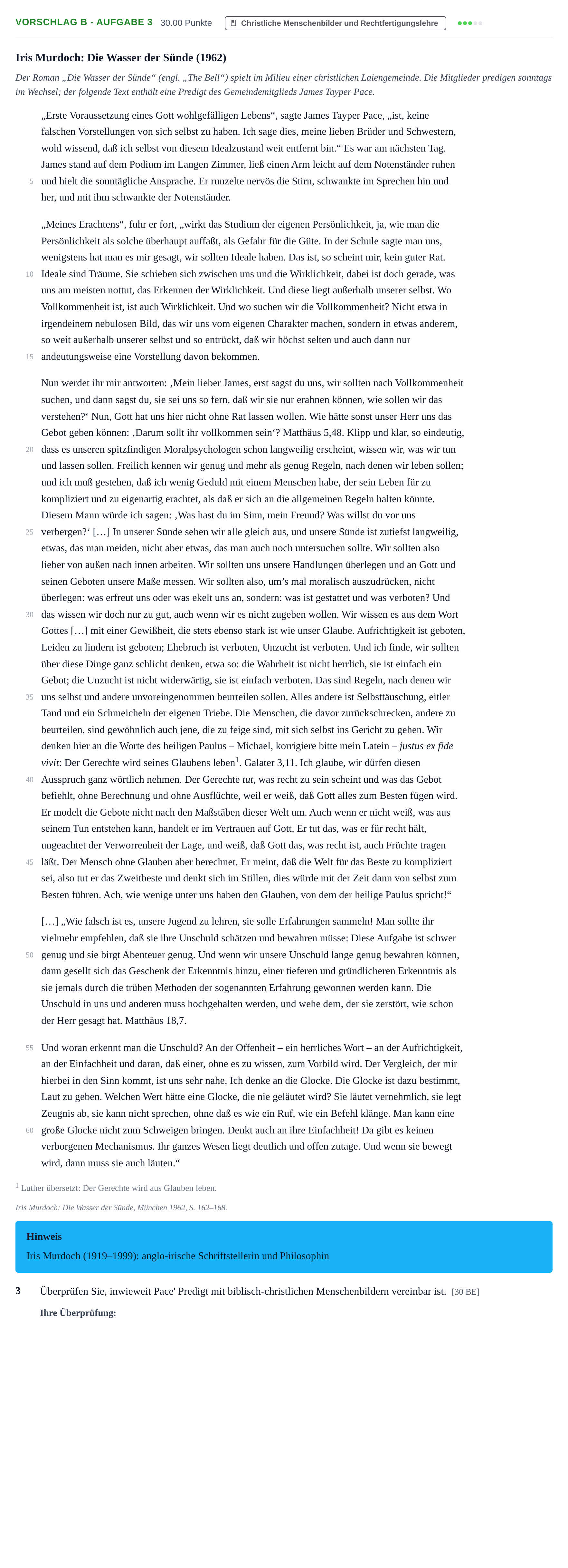 Aufgabenstellung: Aufgabe Vorschlag B - Aufgabe 3 · Abitur Hessen Evangelische Religion GK 2022