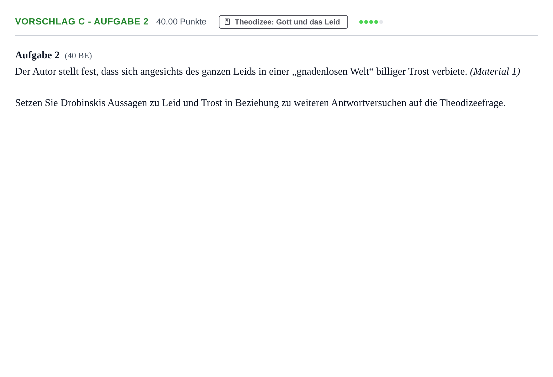 Aufgabenstellung: Aufgabe Vorschlag C - Aufgabe 2 · Abitur Hessen Evangelische Religion GK 2022