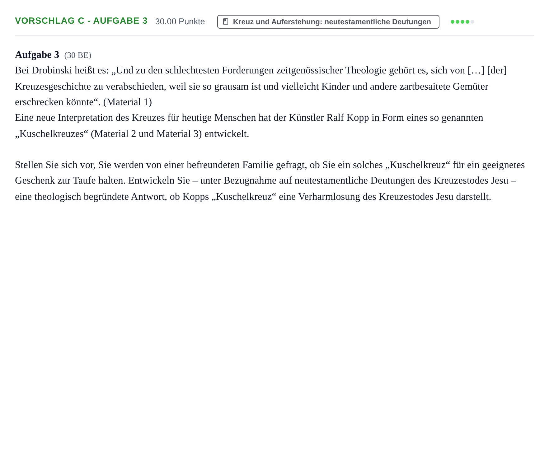 Aufgabenstellung: Aufgabe Vorschlag C - Aufgabe 3 · Abitur Hessen Evangelische Religion GK 2022