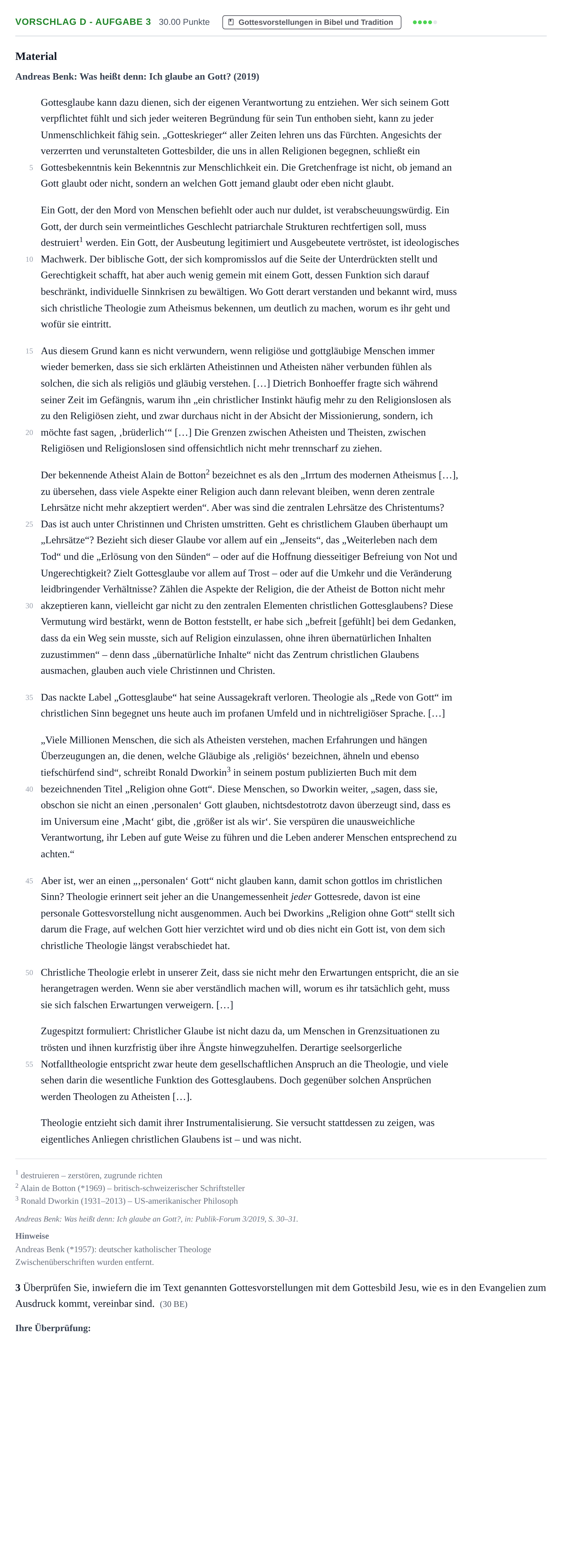 Aufgabenstellung: Aufgabe Vorschlag D - Aufgabe 3 · Abitur Hessen Evangelische Religion GK 2022