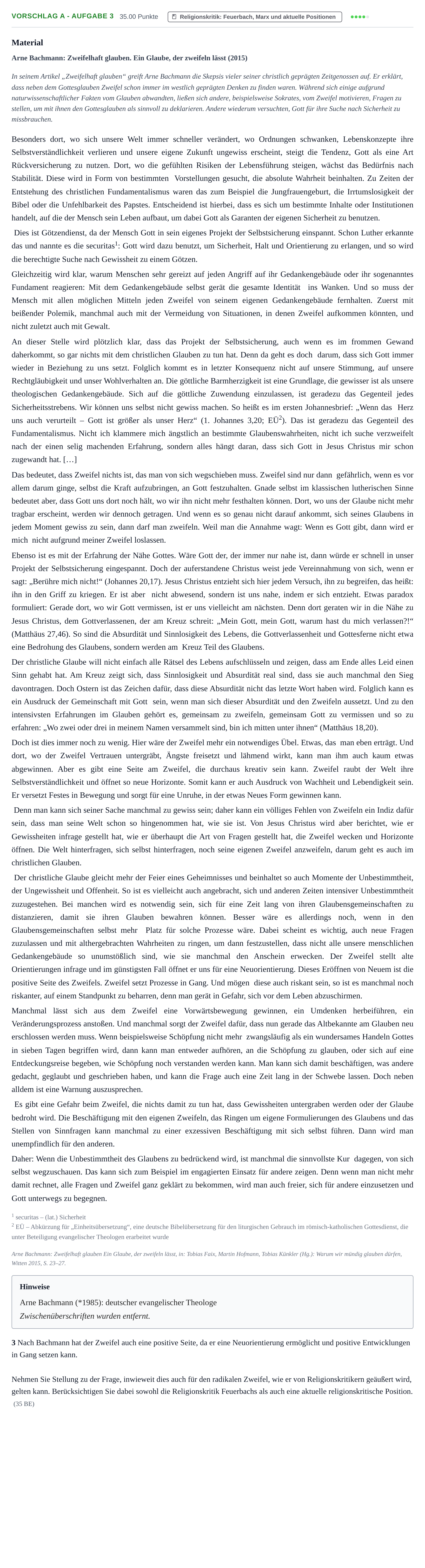 Aufgabenstellung: Aufgabe Vorschlag A - Aufgabe 3 · Abitur Hessen Evangelische Religion LK 2022