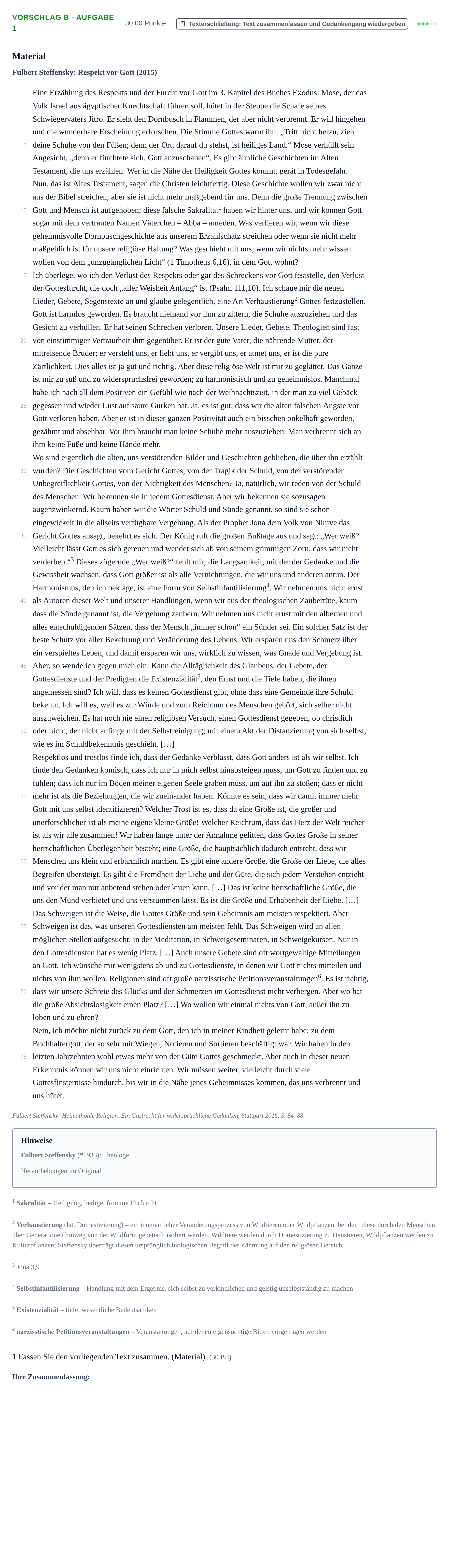 Aufgabenstellung: Aufgabe Vorschlag B - Aufgabe 1 · Abitur Hessen Evangelische Religion LK 2022