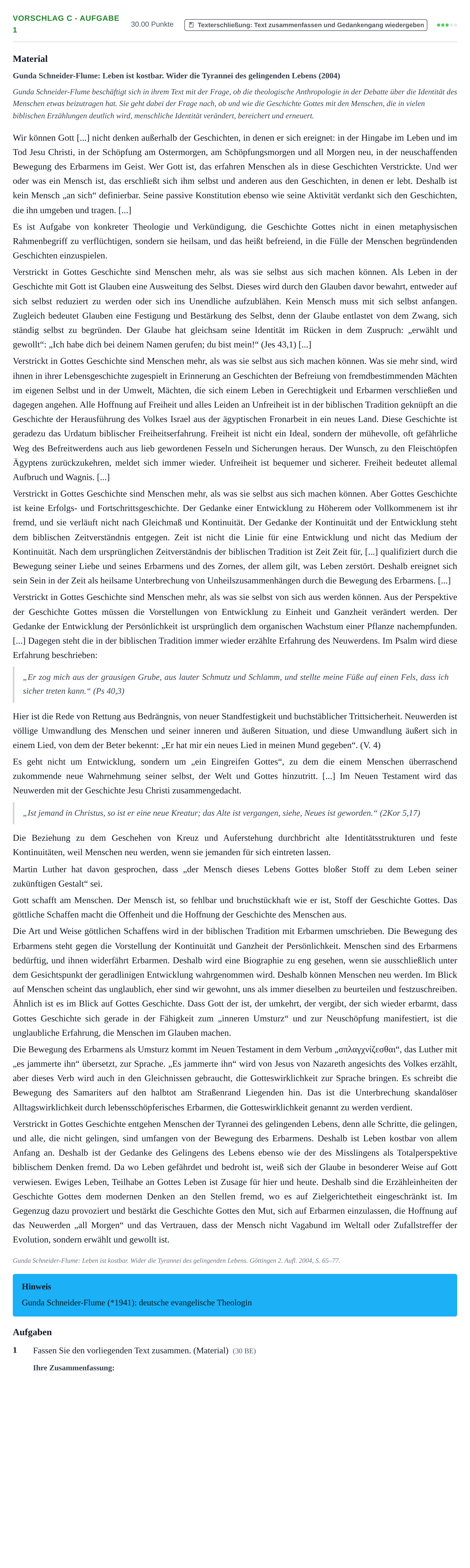 Aufgabenstellung: Aufgabe Vorschlag C - Aufgabe 1 · Abitur Hessen Evangelische Religion LK 2022