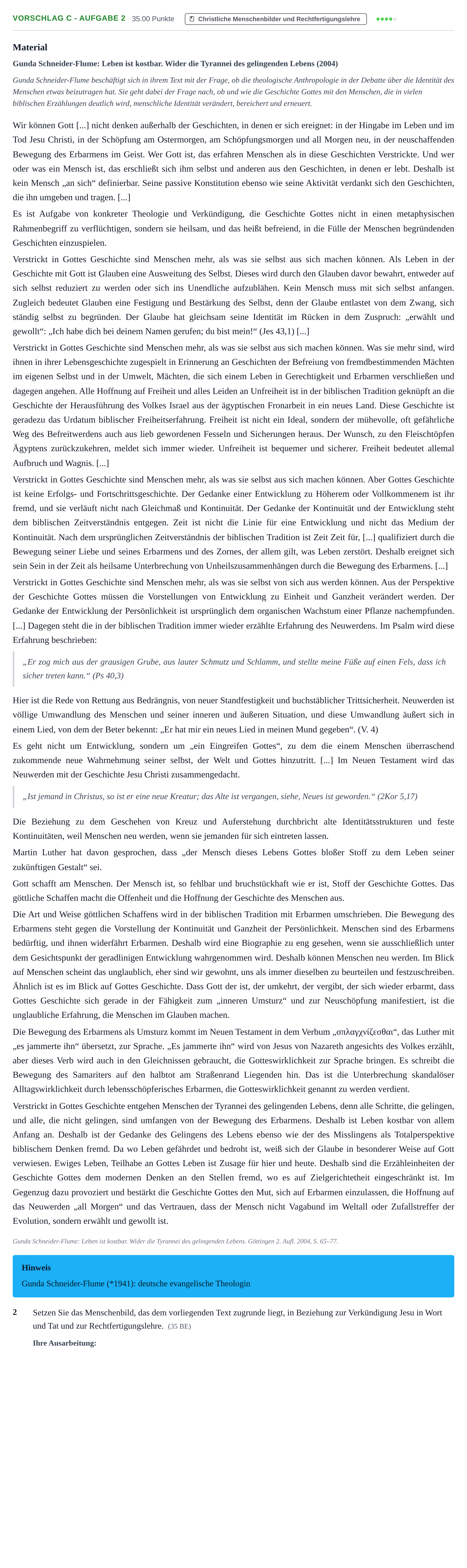 Aufgabenstellung: Aufgabe Vorschlag C - Aufgabe 2 · Abitur Hessen Evangelische Religion LK 2022