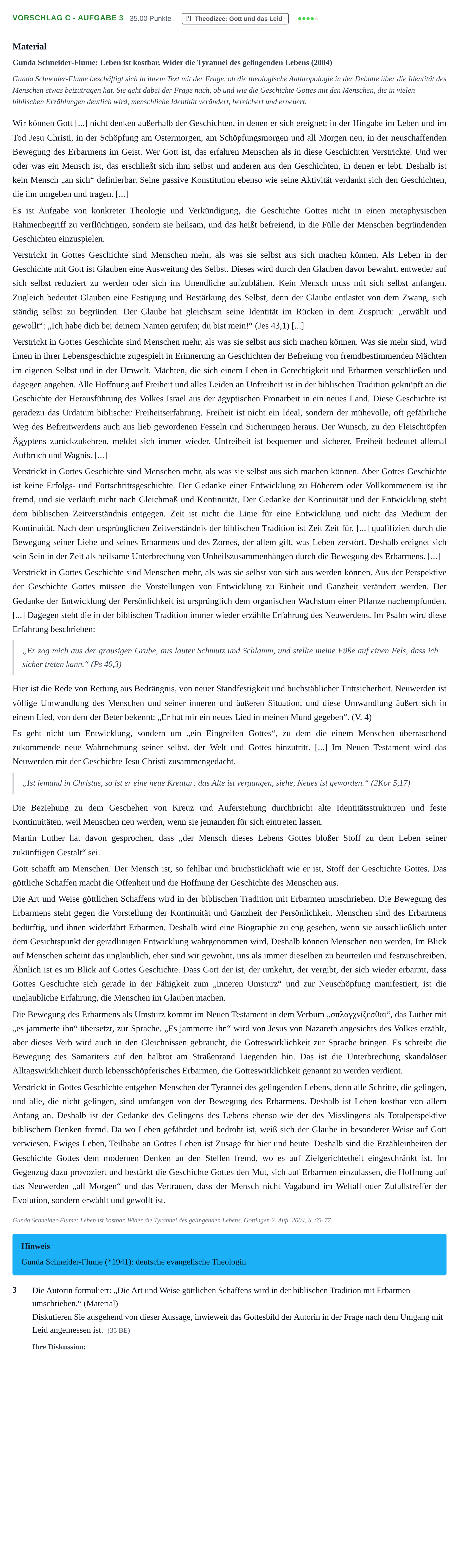 Aufgabenstellung: Aufgabe Vorschlag C - Aufgabe 3 · Abitur Hessen Evangelische Religion LK 2022