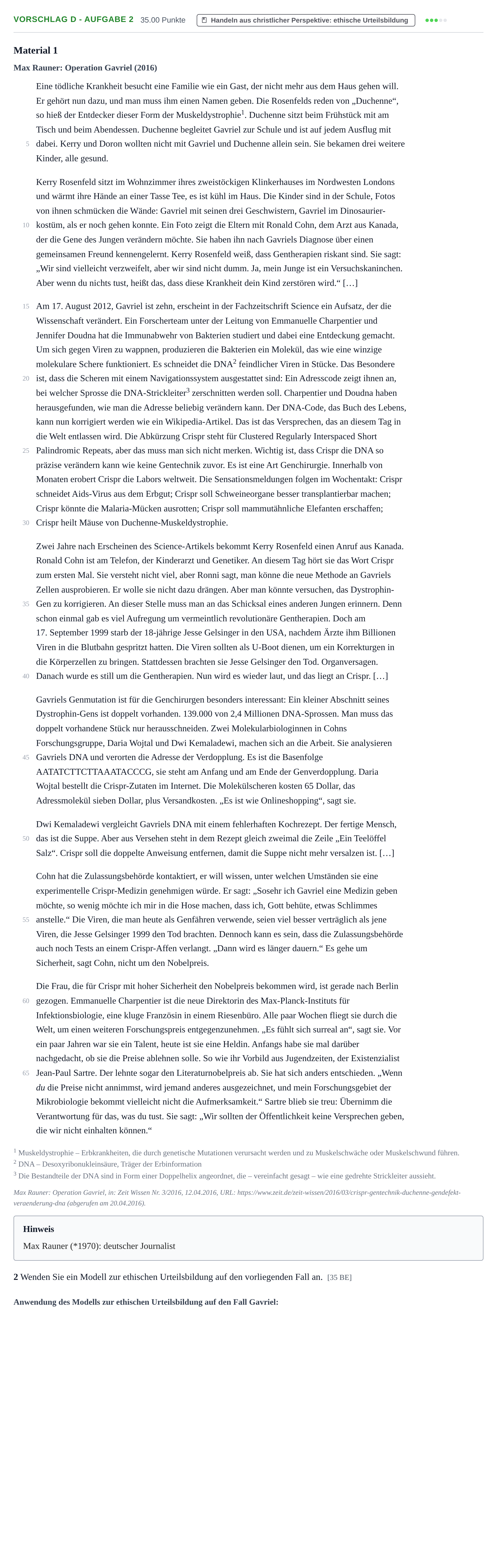 Aufgabenstellung: Aufgabe Vorschlag D - Aufgabe 2 · Abitur Hessen Evangelische Religion LK 2022