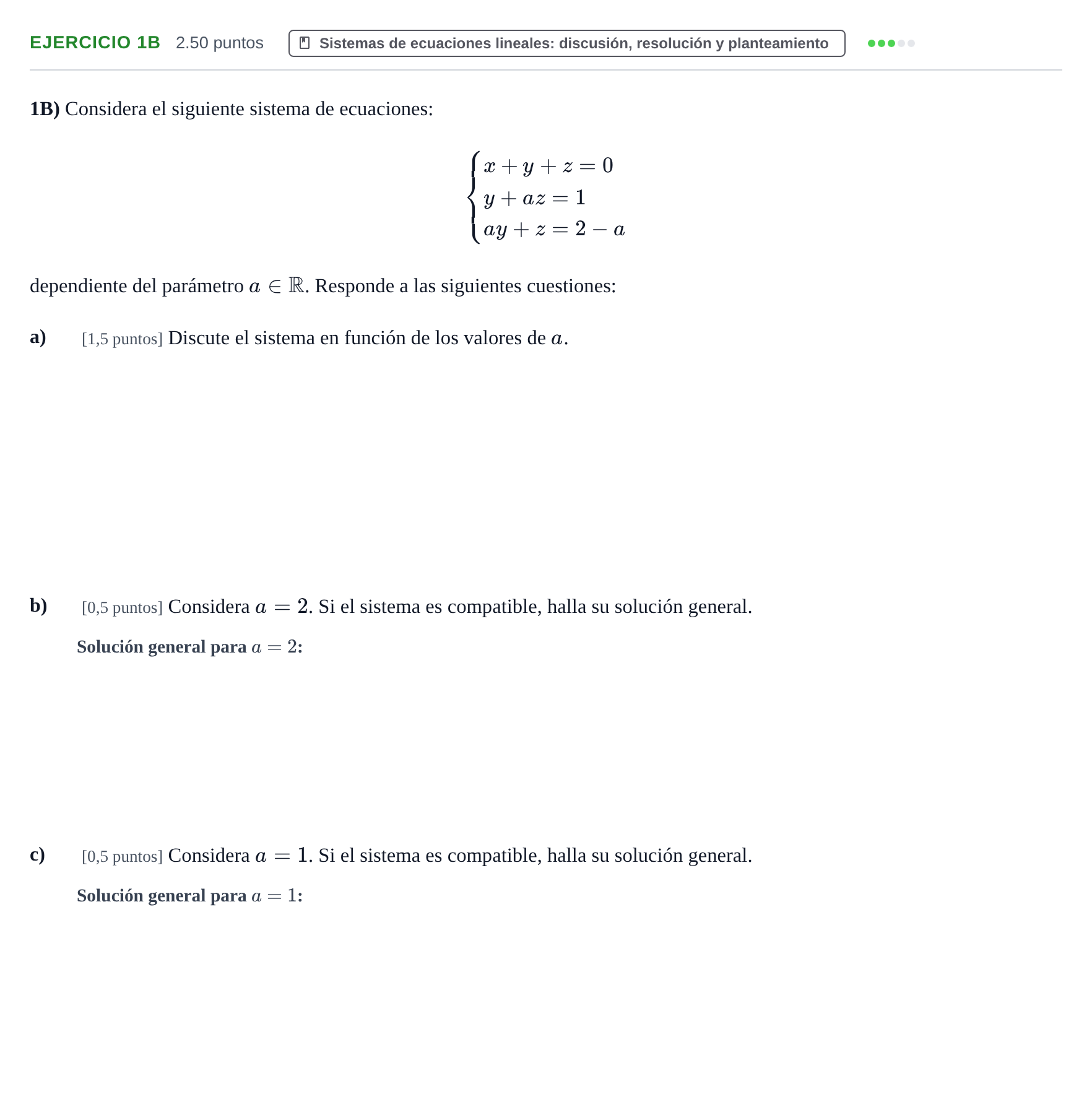 Enunciado: Ejercicio 1B · Matemáticas II PAU Cantabria Ordinaria 2026